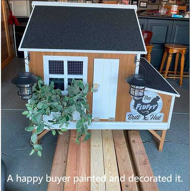 Omitree Deluxe Large Wood Chicken Coop Backyard Hen House 4-8 Chickens with 3 Nesting Box - Nail Gallerys