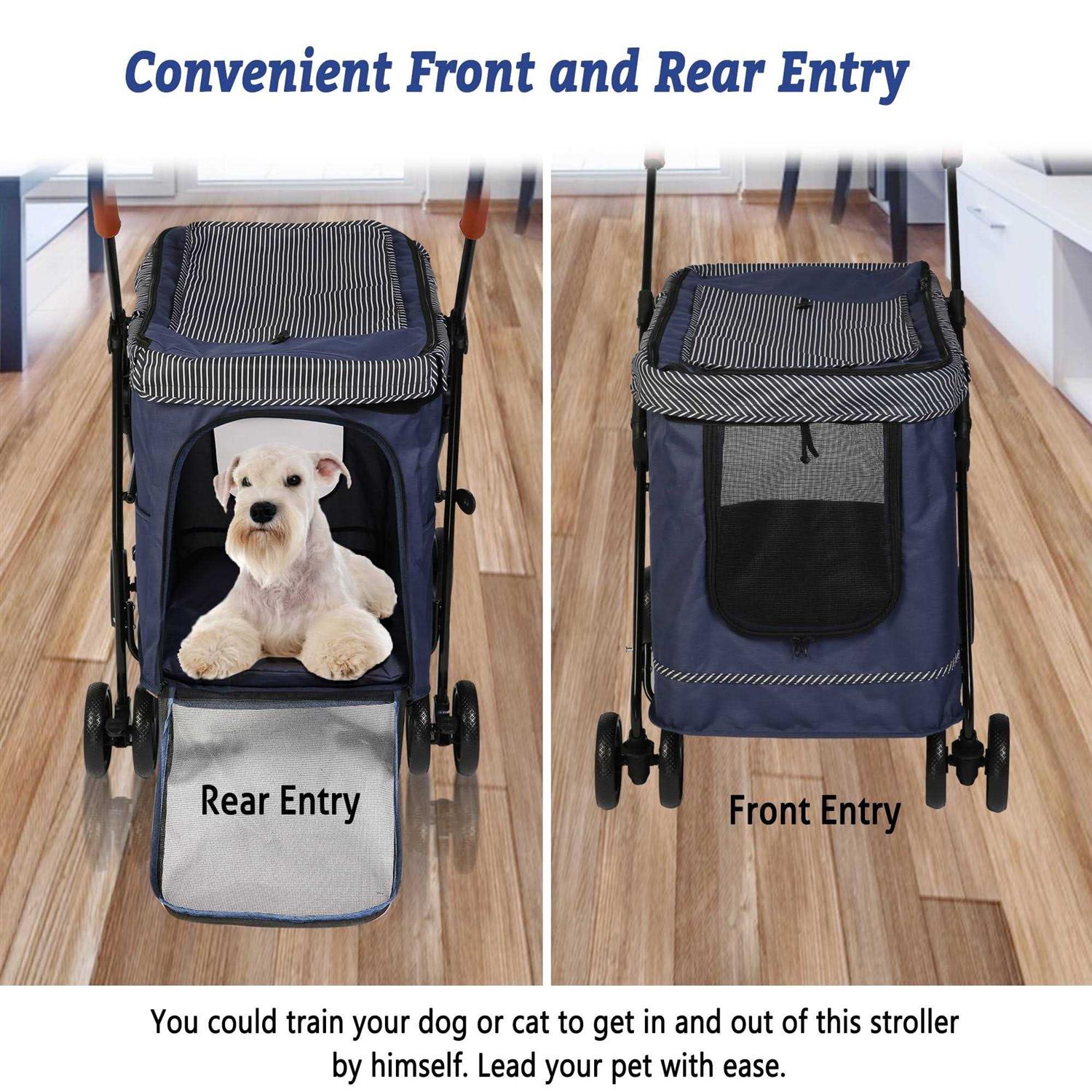 Folding Pet Stroller for Dog or Cats One-Click Folding Dog Travel Stroller with Dual Entry - Nail Gallerys