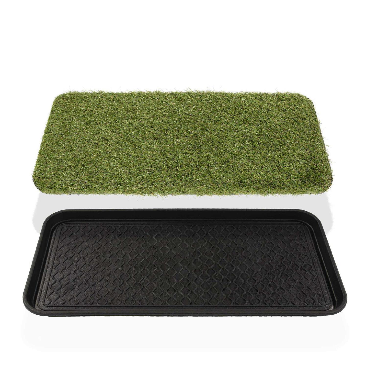 Ottomanson Pet Non-Slip Easy Clean Indoor/Outdoor Tray with Reusable Grass Pad - Nail Gallerys