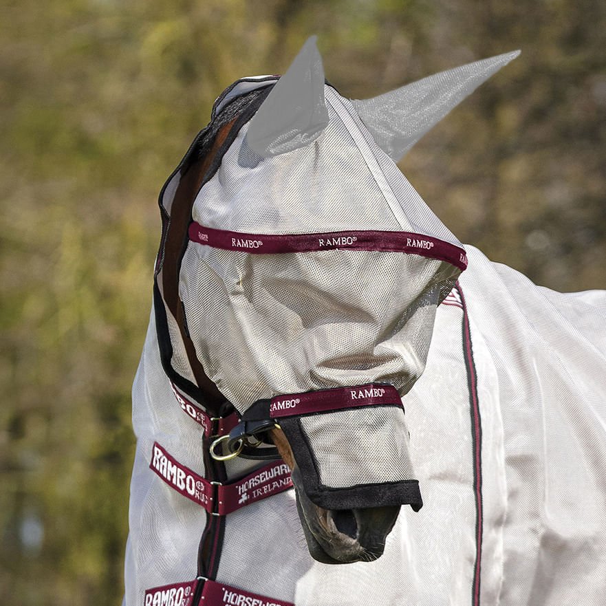 Rambo Plus Fly Mask, Oatmeal/Blk/Burg - Nail Gallerys