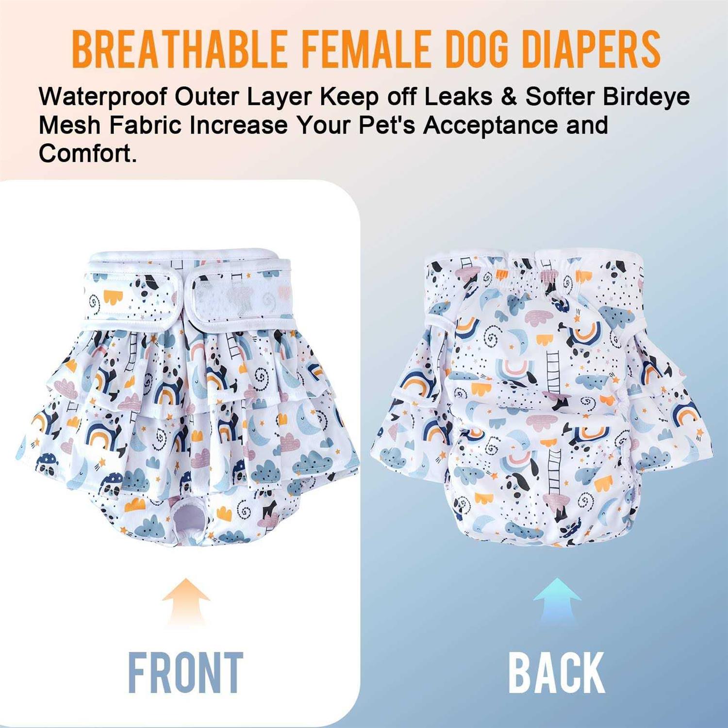 Tsikavo Washable Dog Diapers Female 3 Pack Premium Reusable Doggie Diapers,High Absorbency Leak-Proof Puppy Diapers for Female Dog in Heat - Nail Gallerys