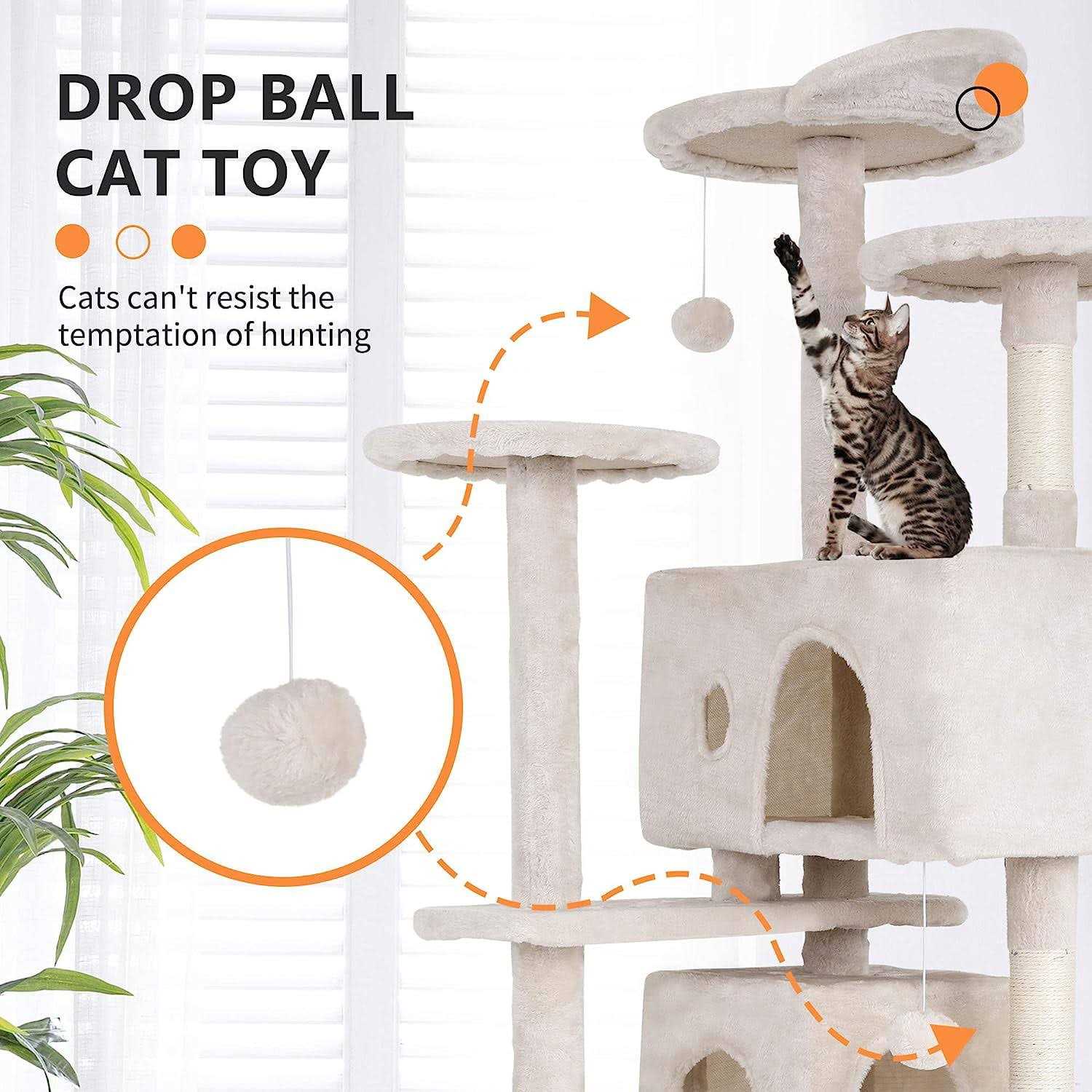 Niamvelo 70-in Cat Tree Tower Furniture Cat Condo with Scratching Post for Indoor Cats - Nail Gallerys