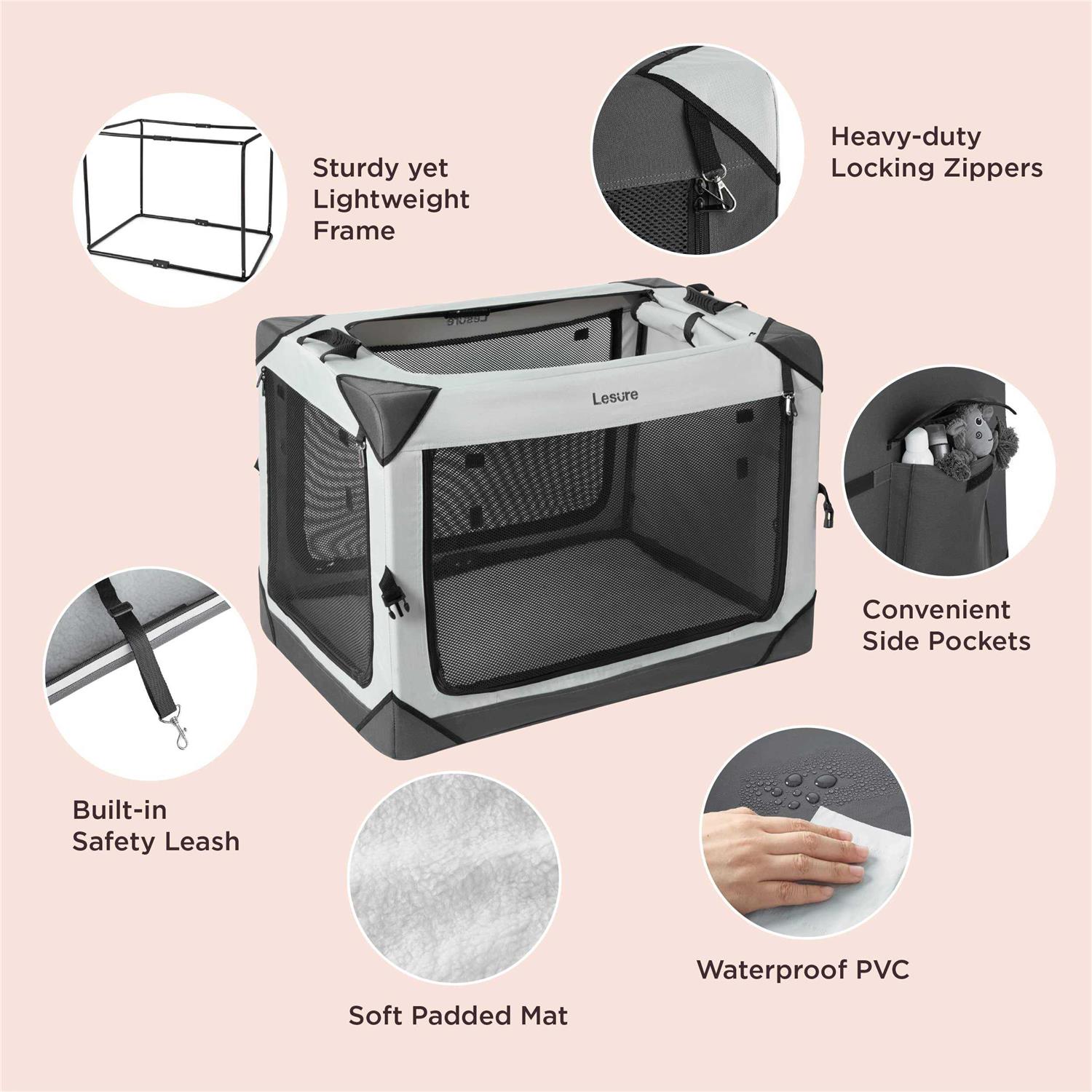 LE SURE Lesure Collapsible Dog Crate Portable Dog Travel Crate Kennel Dog - Nail Gallerys