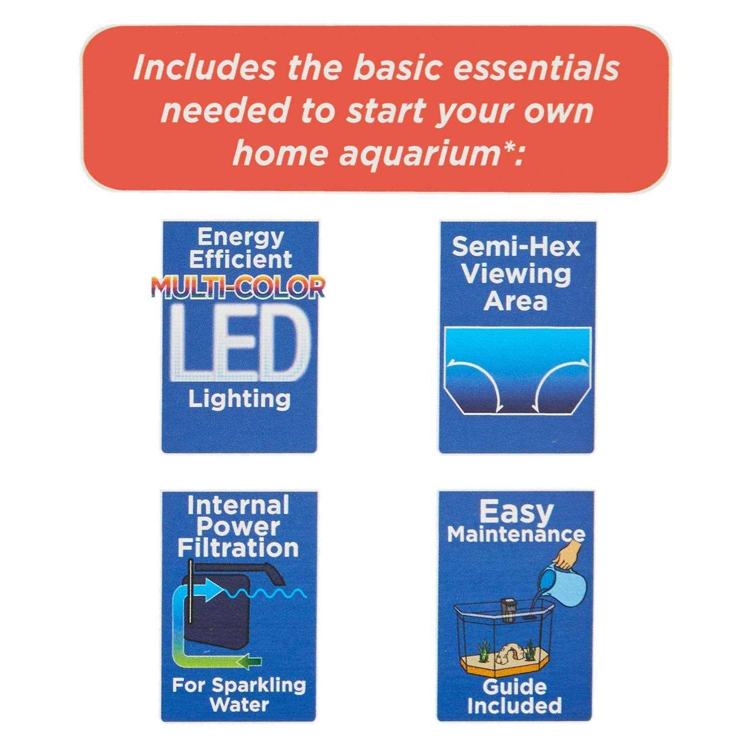 Aqua Culture 6.5-Gallon Semi-Hex Aquarium Kit with LED Lighting - Nail Gallerys