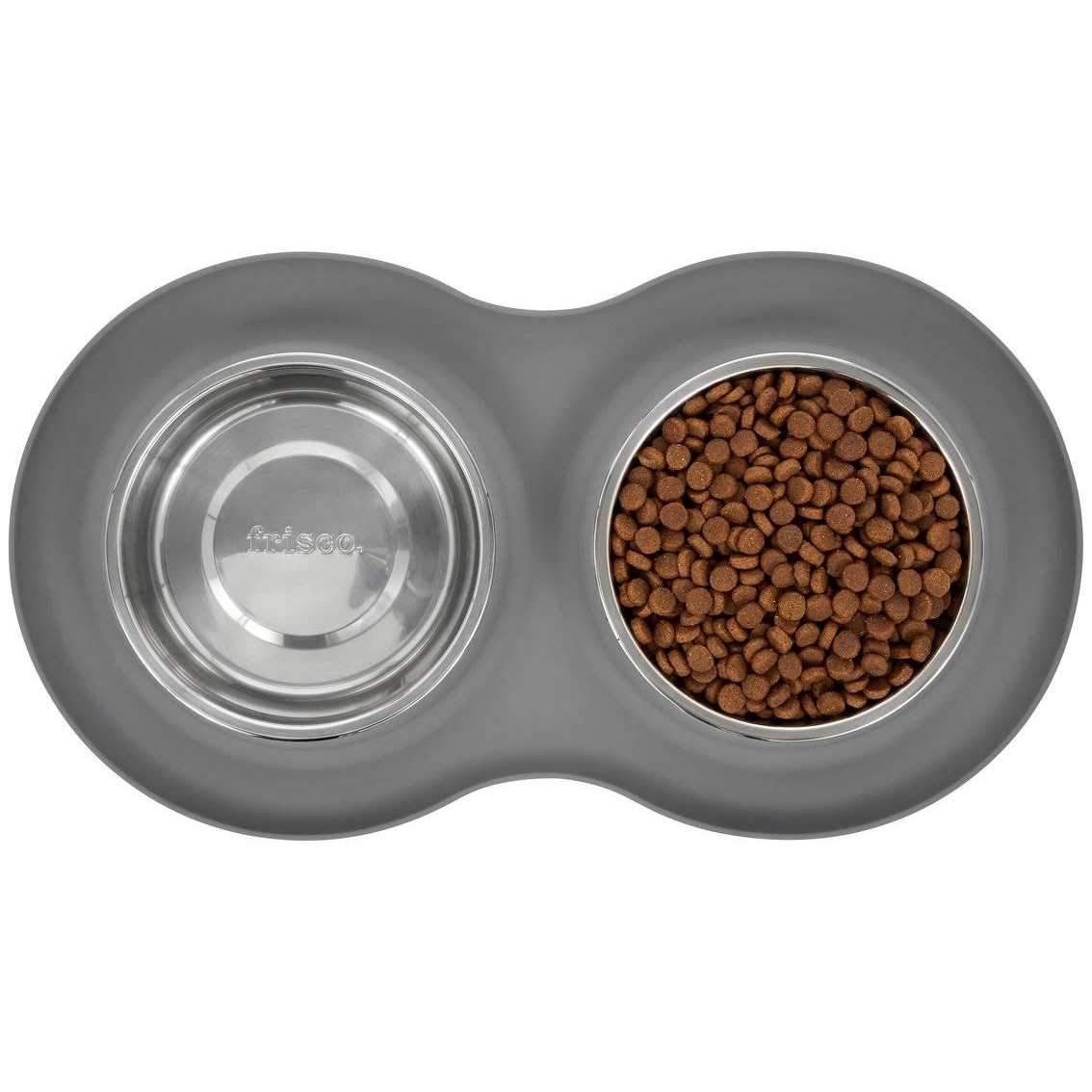 Frisco Double Stainless Steel Pet Bowl with Silicone Mat - Nail Gallerys