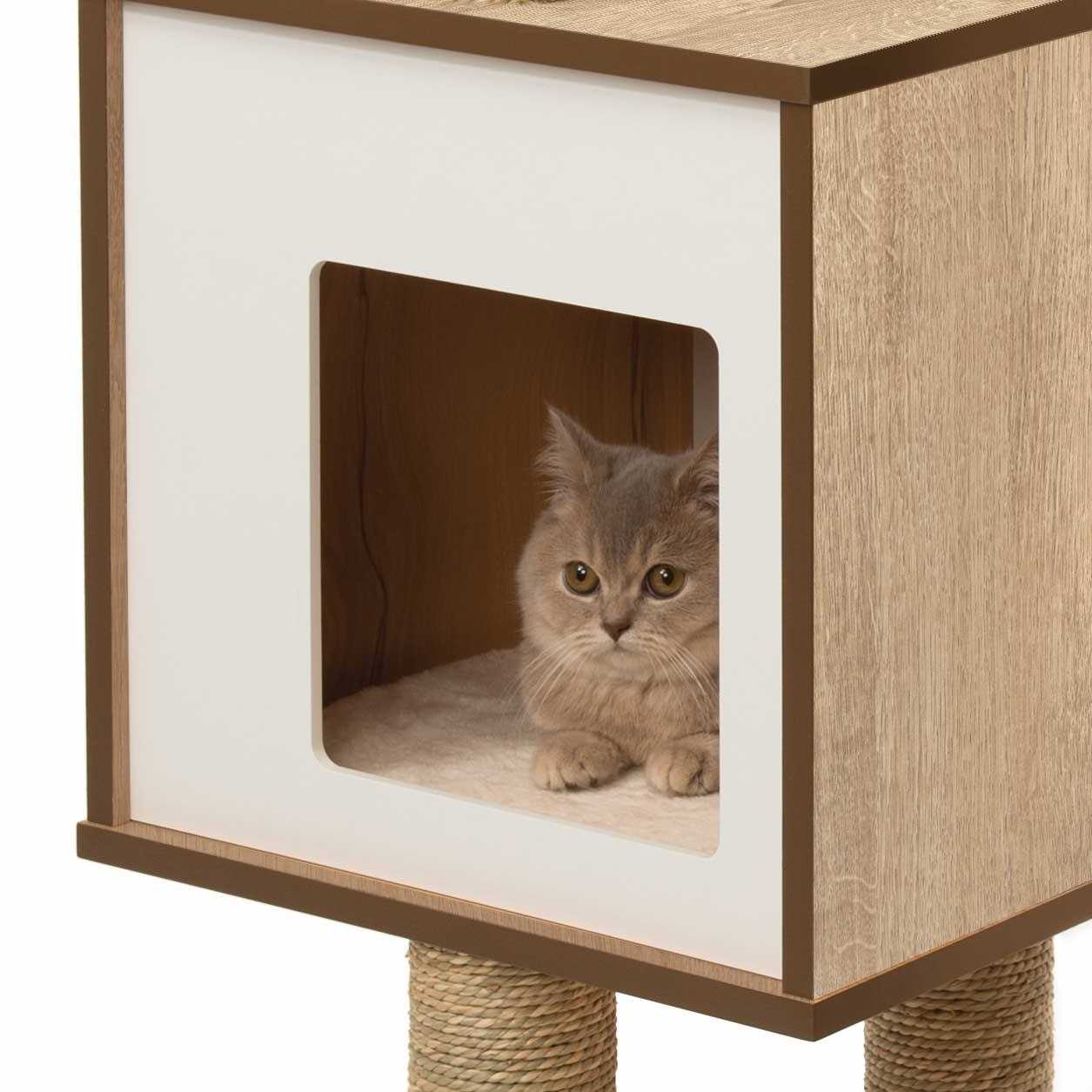Vesper Cat Tree High Base Oak - Nail Gallerys