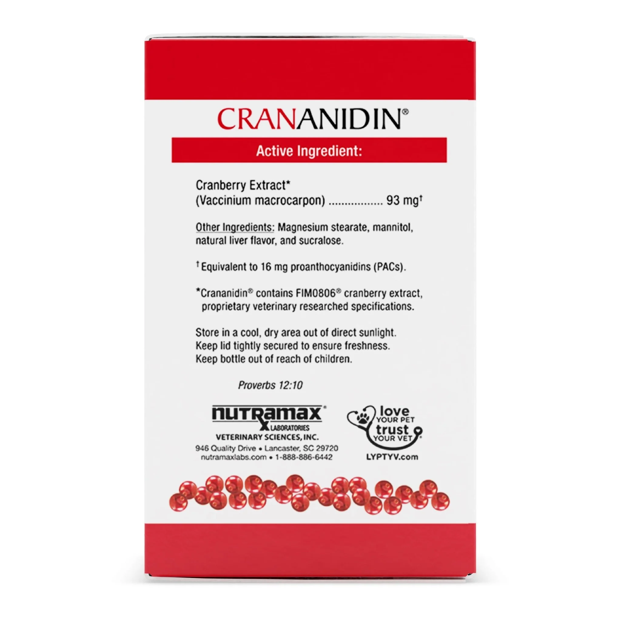 Nutramax Crananidin - Cranberry Extract Urinary Tract Health Supplement for Dogs, 75 Chewable Tablets - Nail Gallerys