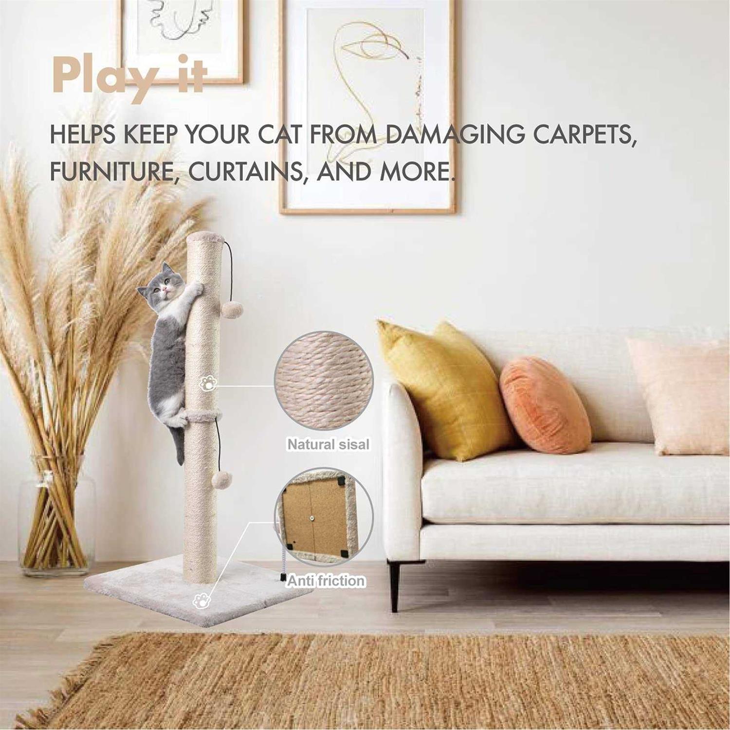 MECOOL Cat Scratching Post Premium Basics Kitten Scratcher Sisal Scratch Posts Hanging Ball Cats - Nail Gallerys