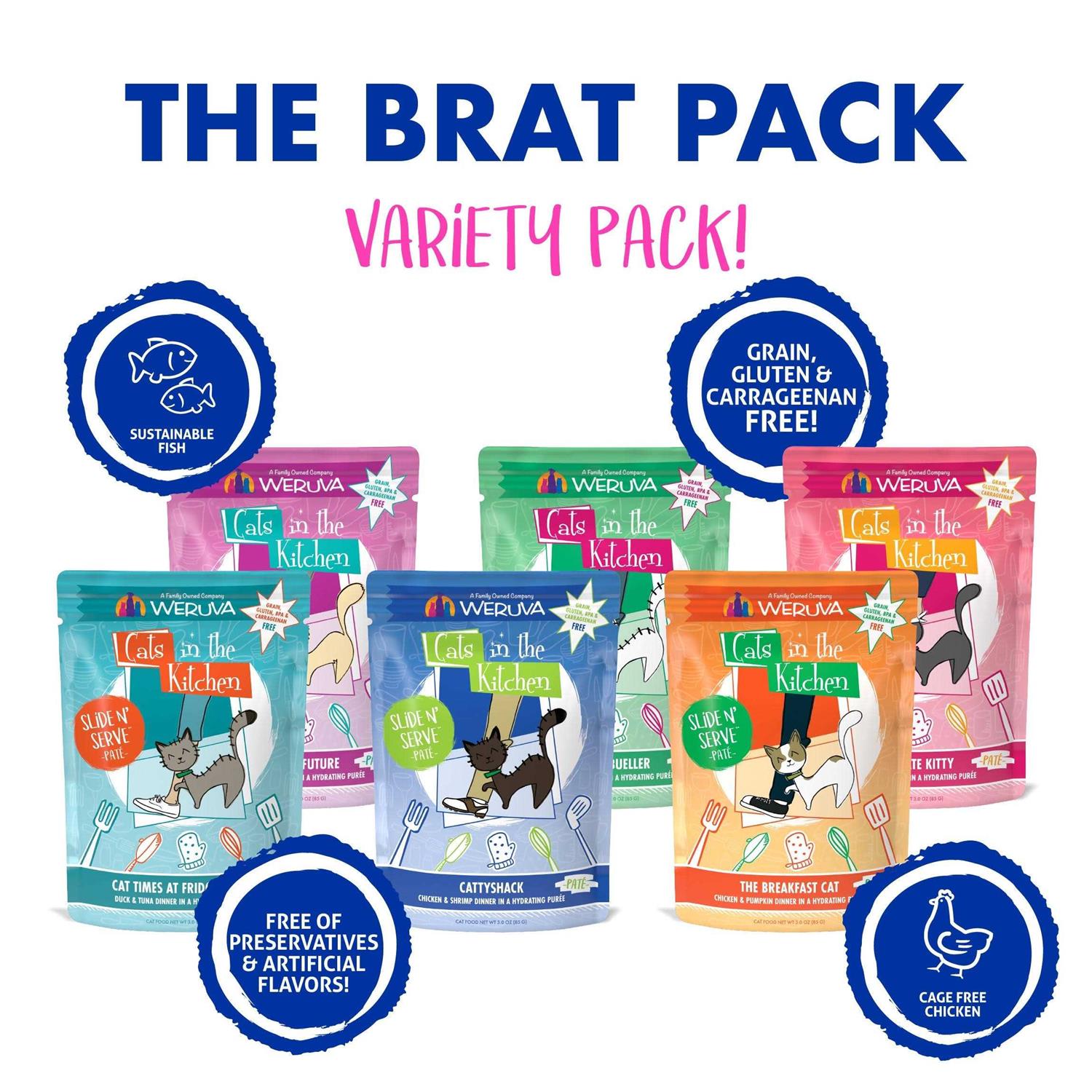 Weruva Cats in The Kitchen Slide N Serve The Brat Pack Variety Cat Food Pouches - Nail Gallerys