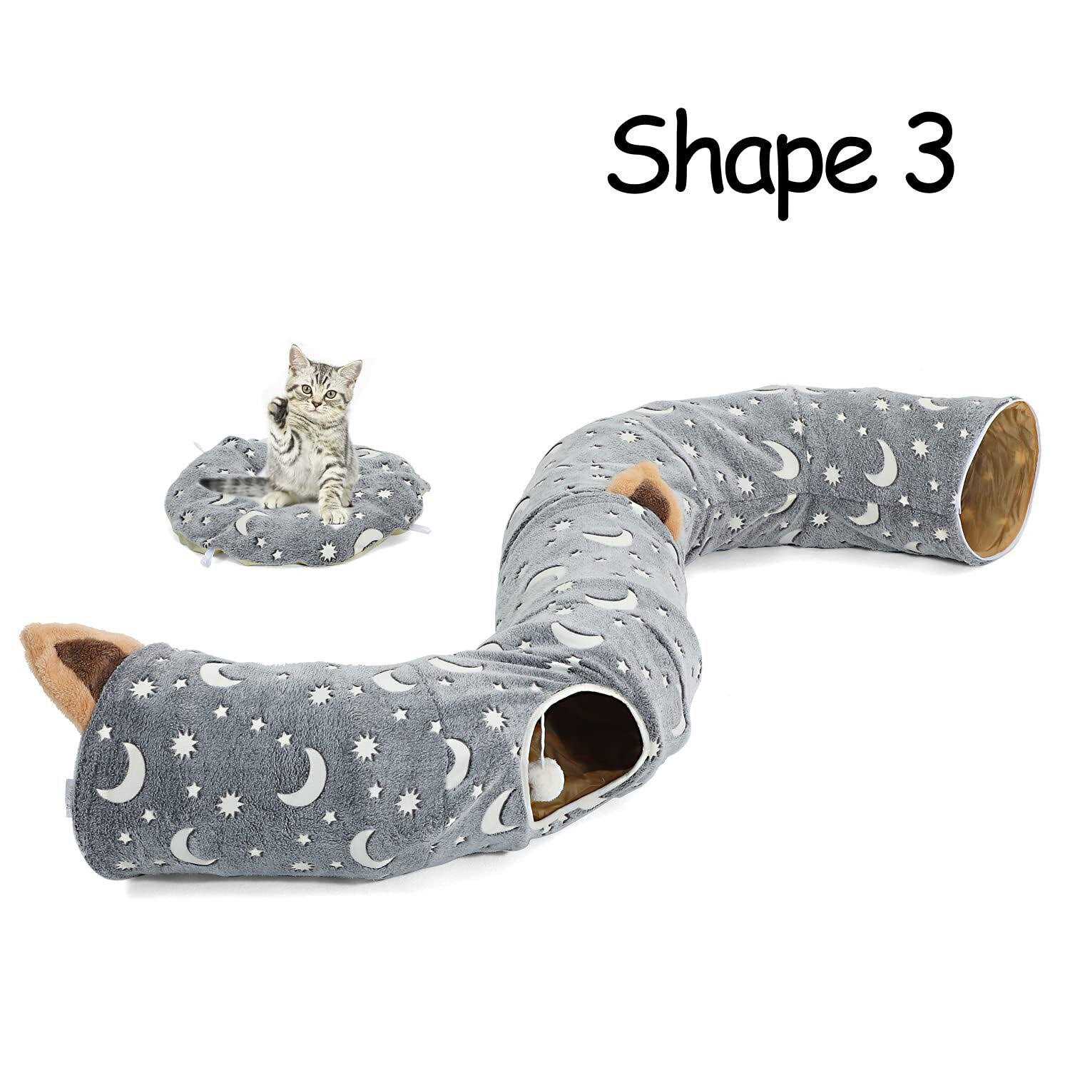 LUCKITTY Cat Tunnel Tube with Plush Ball Toys Collapsible Self-Luminous - Nail Gallerys
