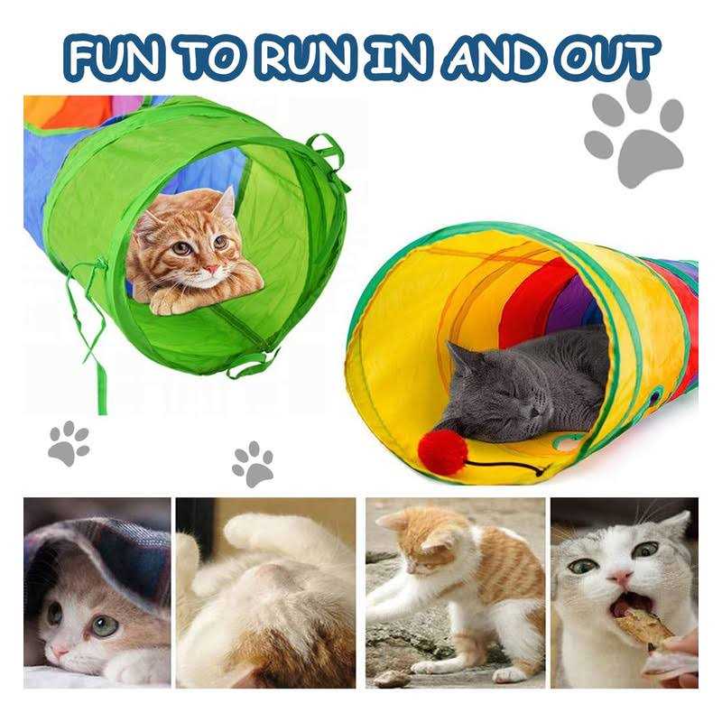 Feline Ruff Premium Way Cat Tunnel. Extra Large 12 Inch Diameter and Extra Long. A Big Collapsible Play Toy. Wide Pet Tunnel Tube - Nail Gallerys