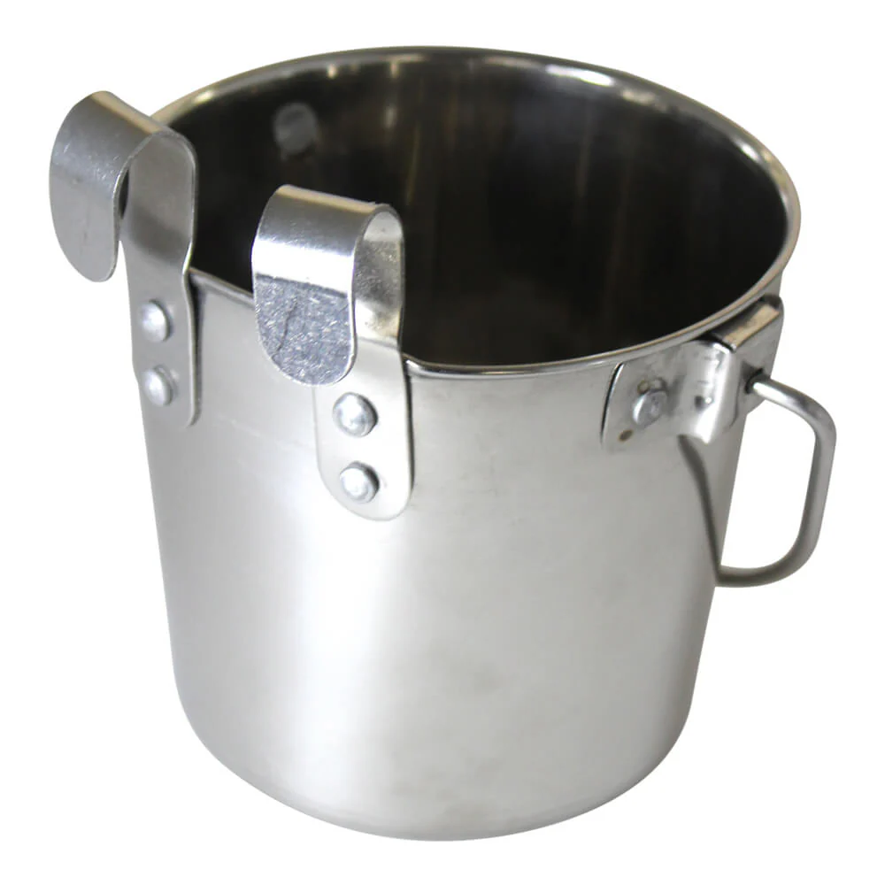 Stainless Steel Pail, Flat Sided Hook-On with Rivets - Nail Gallerys