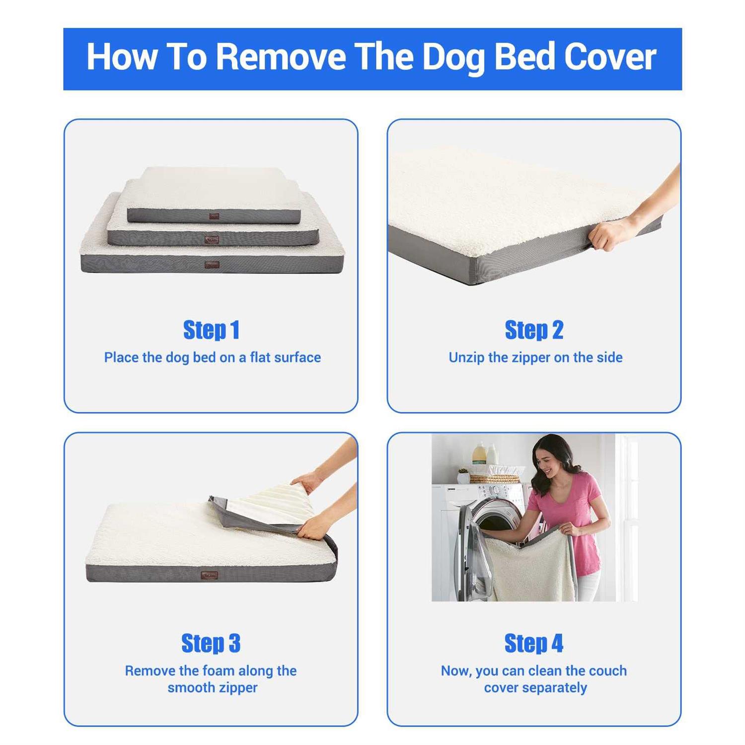 OhGeni Orthopedic Dog Beds for Large Dogs,Dog Bed with Plush Egg Foam Support and Non-Slip Bottom, Waterproof and Machine Washable Removable Pet Bed - Nail Gallerys