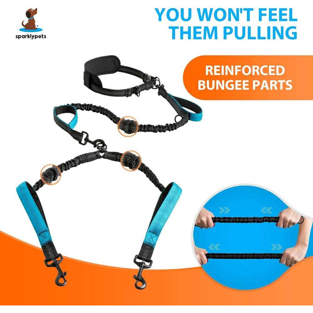 SparklyPets Hands Free Double Dog Leash Dual Dog Leash for Medium and Large Dogs - Nail Gallerys