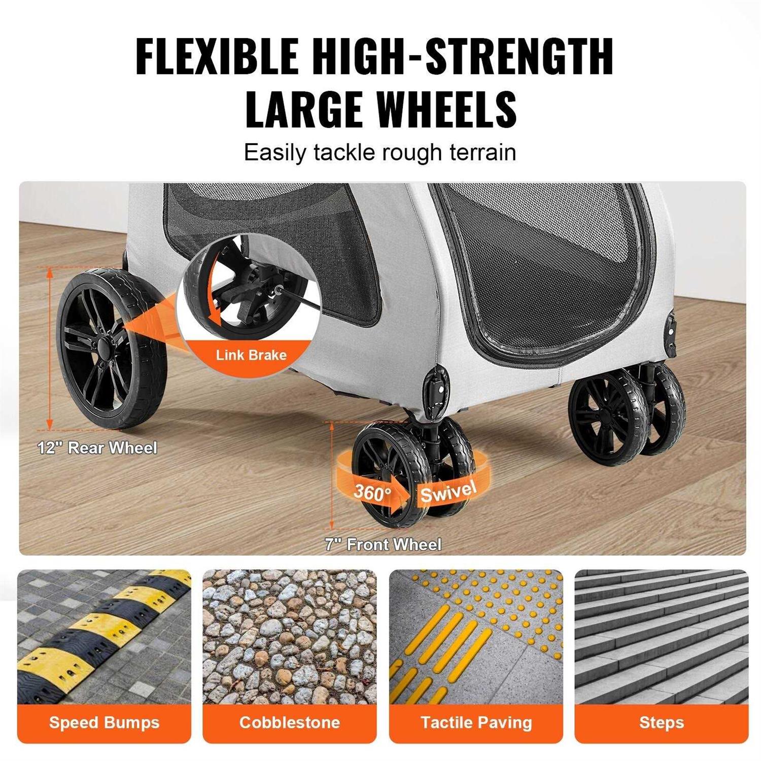 VEVOR Pet Stroller 4 Wheels Dog Stroller Rotate with Brakes - Nail Gallerys