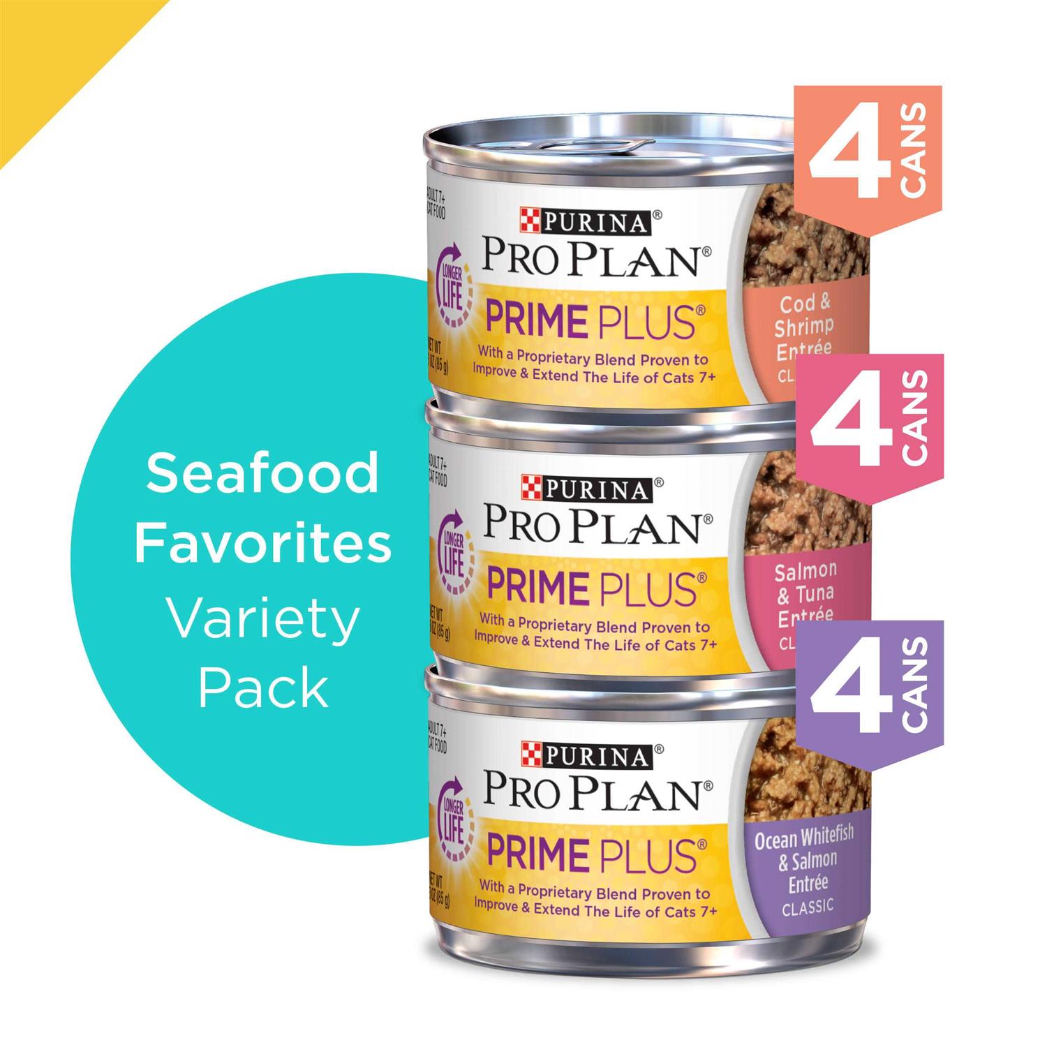 Purina Pro Plan Grain-Free Senior Pate Prime Plus Seafood Favorites Wet Cat Food Variety Pack - Nail Gallerys