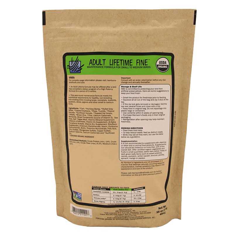Harrison’s Bird Foods Adult Lifetime Fine - Nail Gallerys