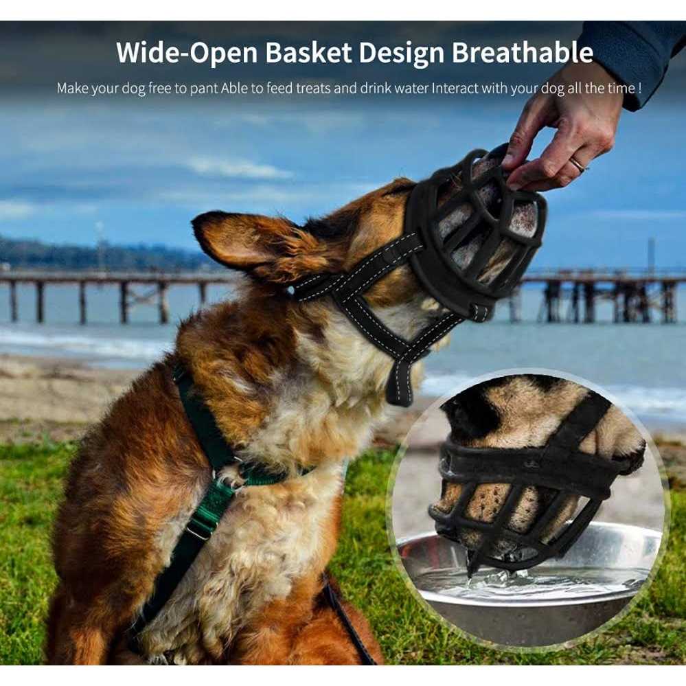 Barkless Dog Muzzle,Soft Basket Silicone Muzzles for Dog, Best to Prevent Biting, Chewing and Barking, Allows Drinking and Panting - Nail Gallerys