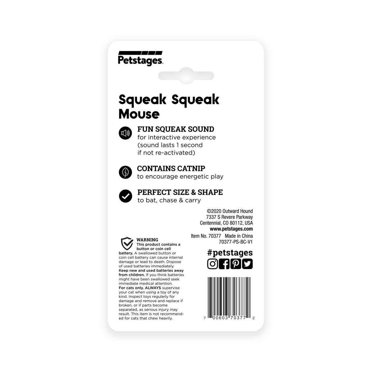 Petstages Squeak Squeak Mouse Cat Toy - Nail Gallerys