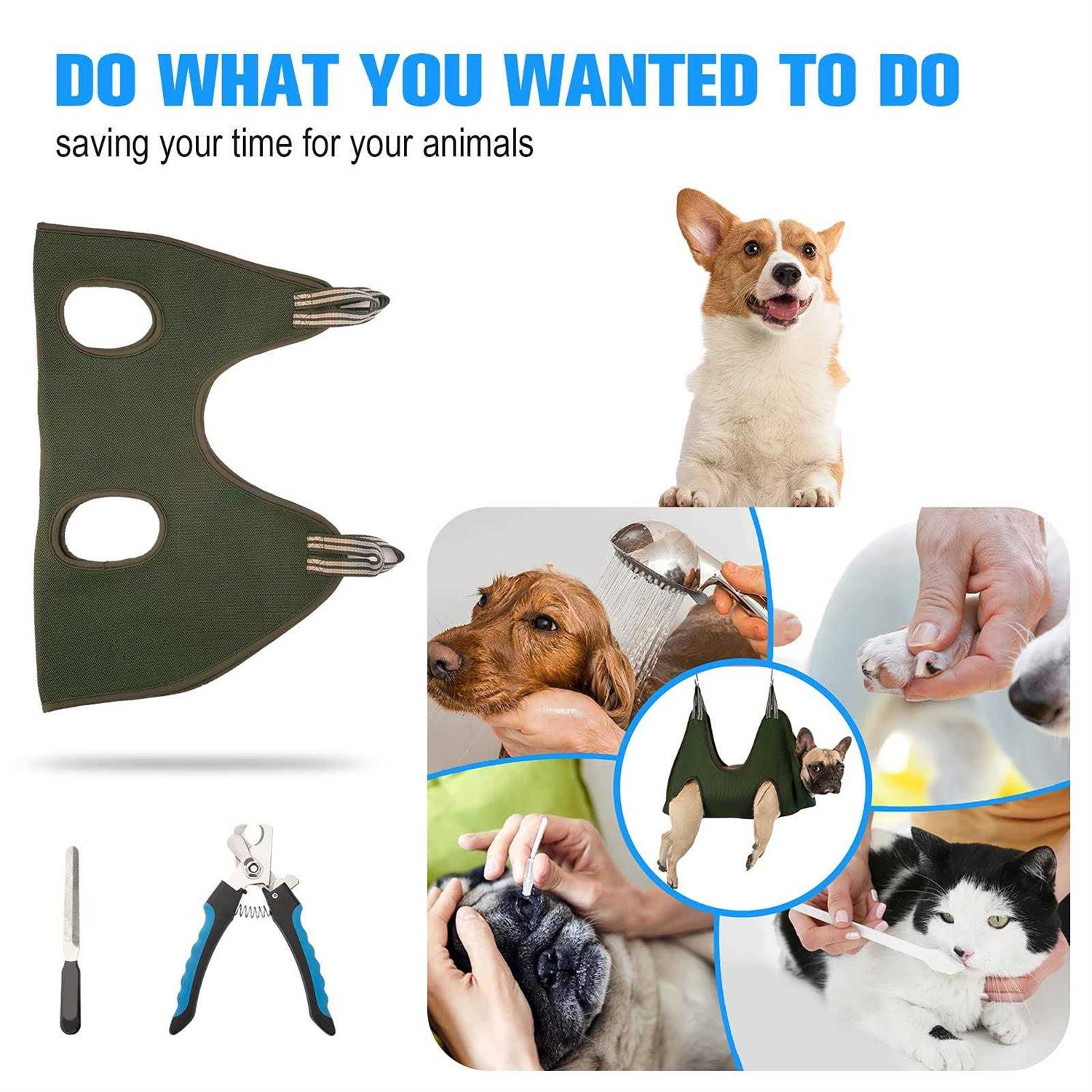Kkiimatt 10 in 1 Pet Grooming Hammock Harness with Nail Clippers/Trimmer - Nail Gallerys