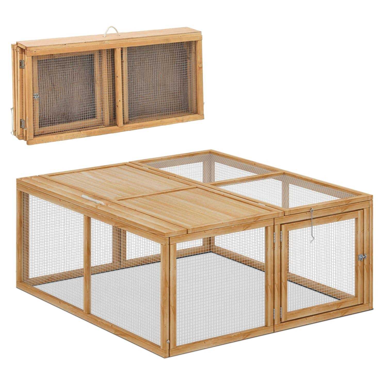 Magshion Wooden Chicken Coop Rabbit Hutch Pet cage Wood Small Animal Poultry cage Run - Nail Gallerys