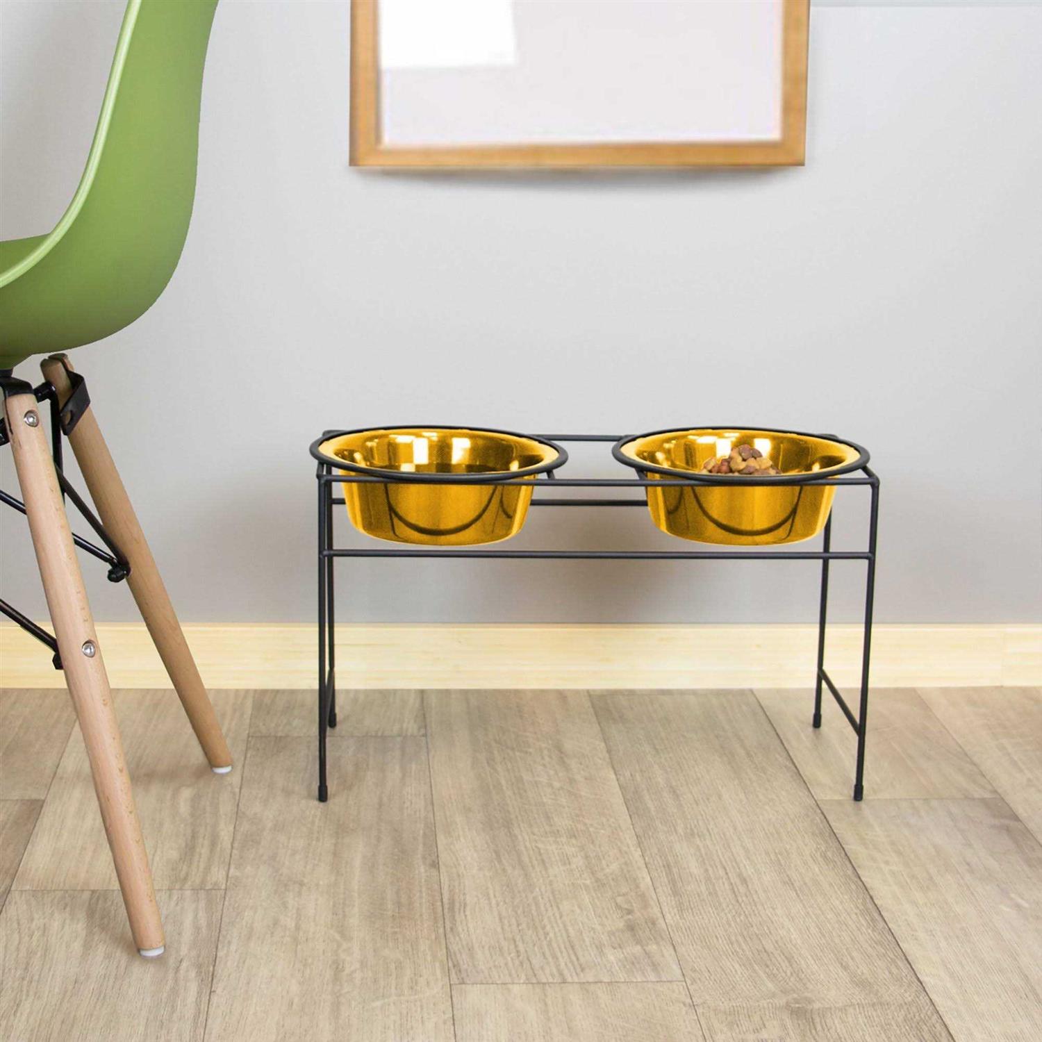 Platinum Pets Double Diner Feeder with Stainless Steel Dog Bowls - Nail Gallerys