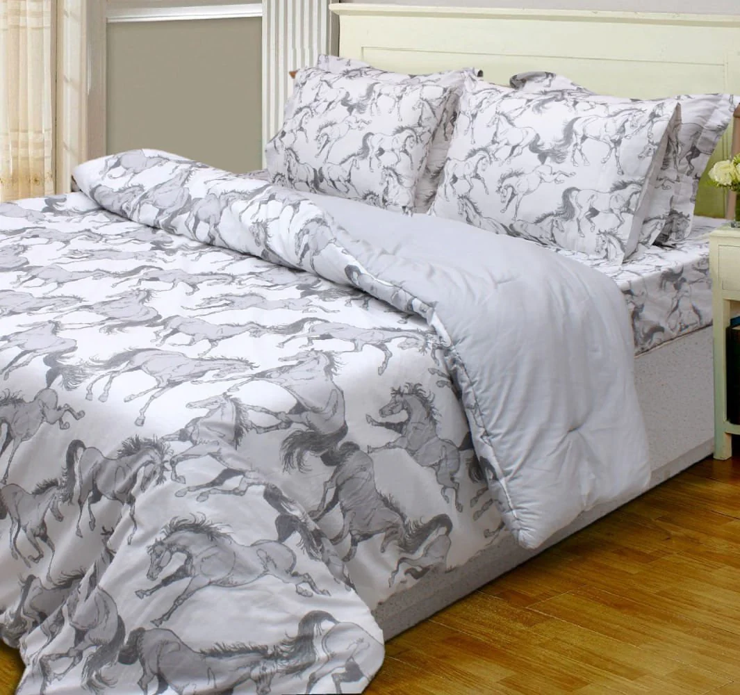 Lila Elegant Horse 3 Piece Comforter Set - Nail Gallerys