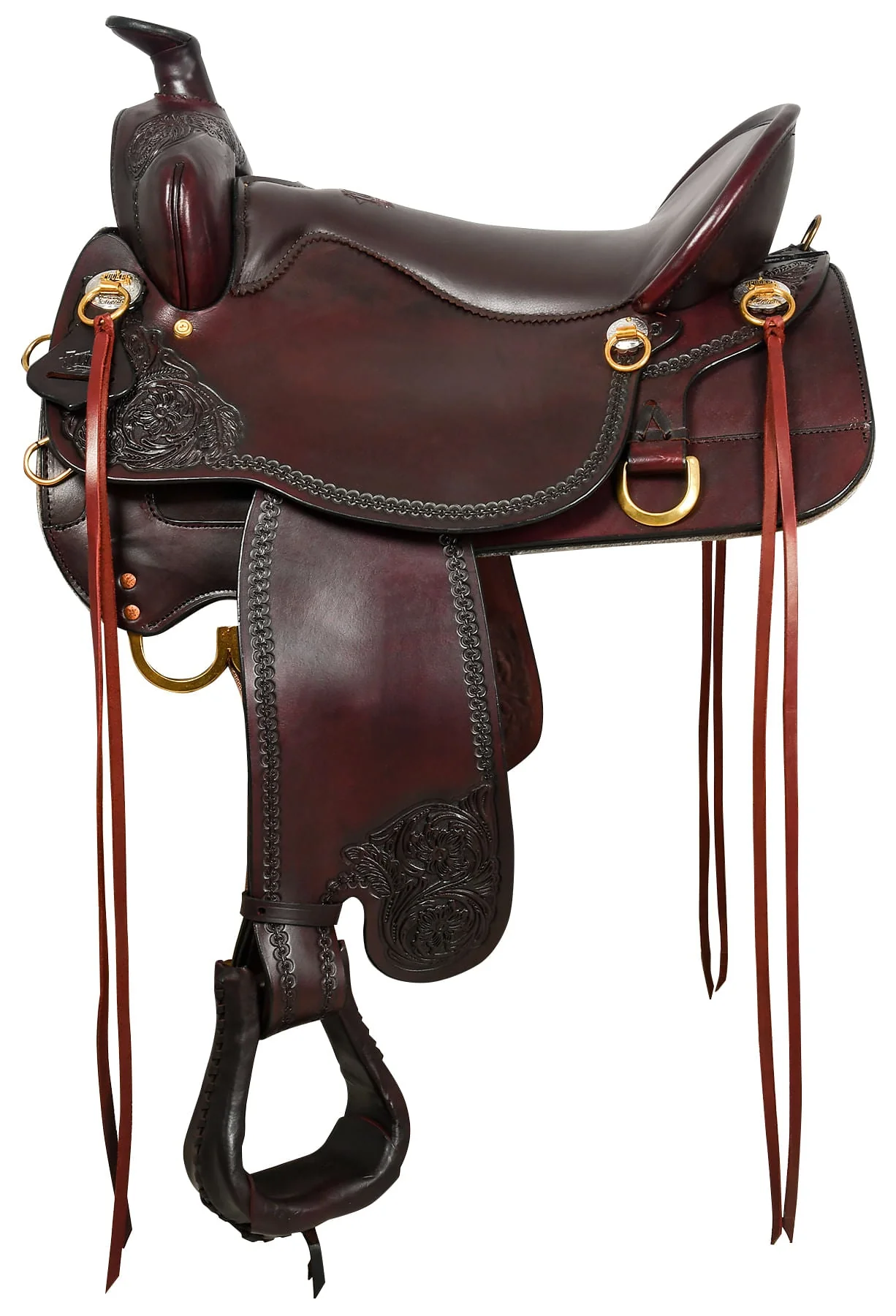 Tucker Custom High Plains Hand Tooled Trail Saddle, Wide, Brown - Nail Gallerys