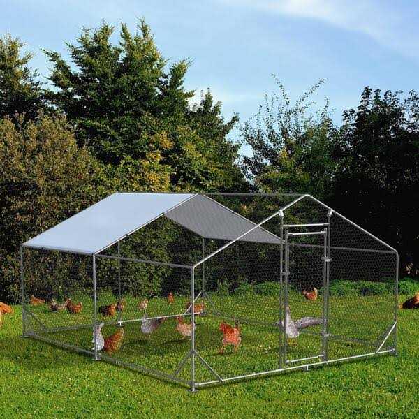 10 ft. L x 13 ft. W x 6.4 ft. H Walk-In Chicken Coop Poultry Cage with Waterproof Cover - Nail Gallerys