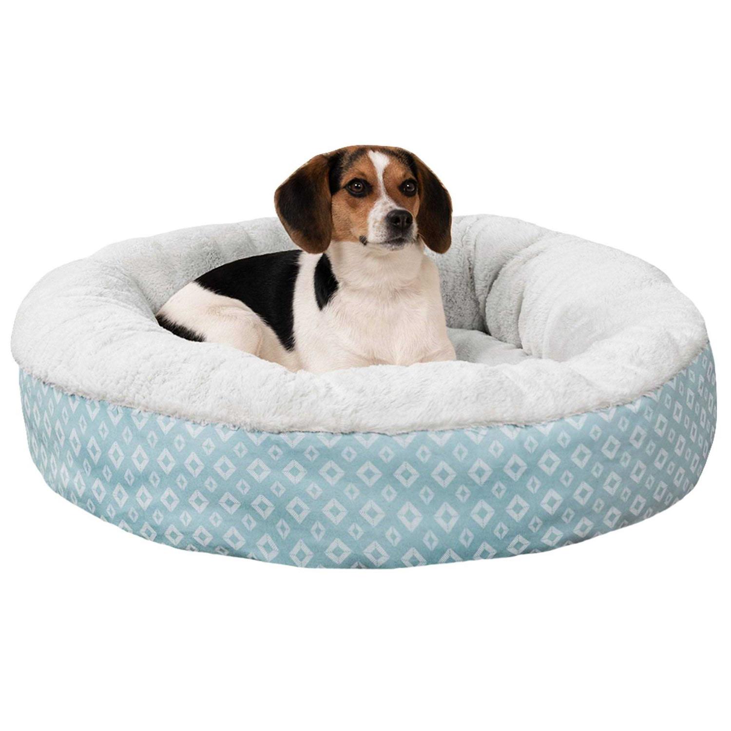 FurHaven Plush & Diamond Print Calming Donut Pet Bed for Dogs & Cats - Nail Gallerys