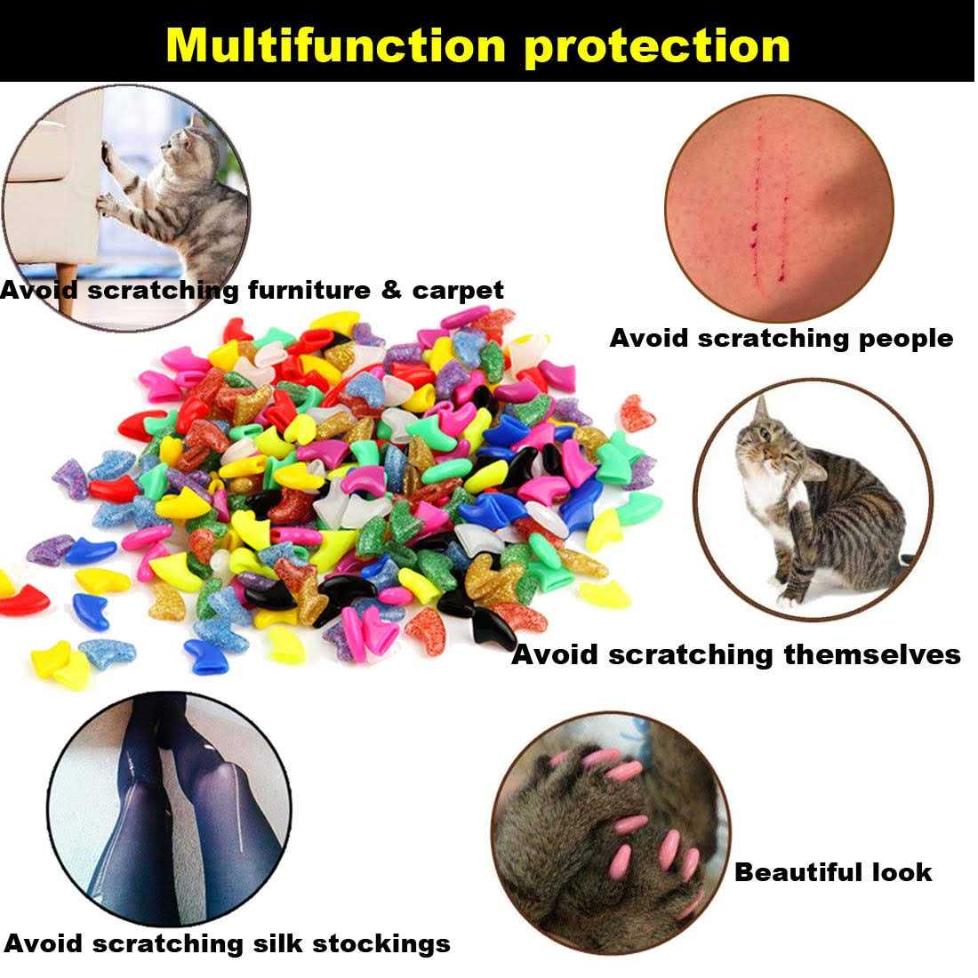 VICTHY Cat Nail Caps Pet Cat Soft Claws Nail Covers Cat Claws with Glue and Applicators Medium - Nail Gallerys