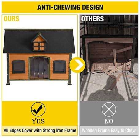 aivituvin Premium Wooden Dog House Iron Frame and Asphalt Roof AIR90 - Nail Gallerys