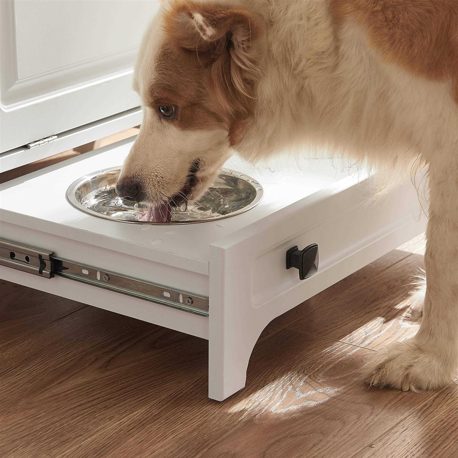 roomfitters Modern Pet Feeding Station Furniture with 2 Elevated Dog Bowls - Nail Gallerys
