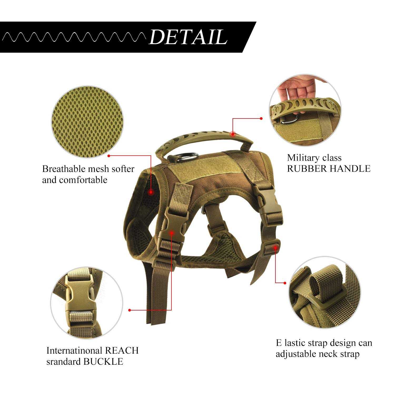 Hanshengday Tactical Service Dog Vest Harness Outdoor Training Handle Water-Resistant comfortable Military Patrol K9 Dog Harness with Handle - Nail Gallerys