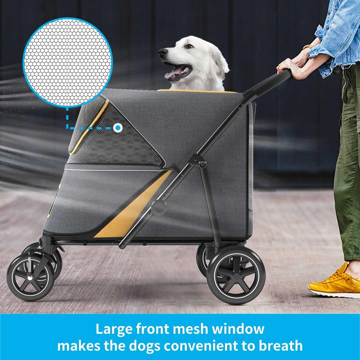 Muhub Pet Stroller with Brakes,Storage Pocket,Smooth Ride,Spacious and Breathable,up to 132lbs - Nail Gallerys