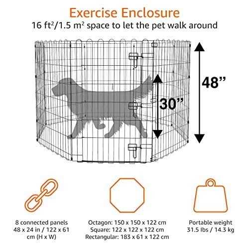 Basics Foldable Metal Pet Dog Exercise Fence Pen with Gate - Nail Gallerys