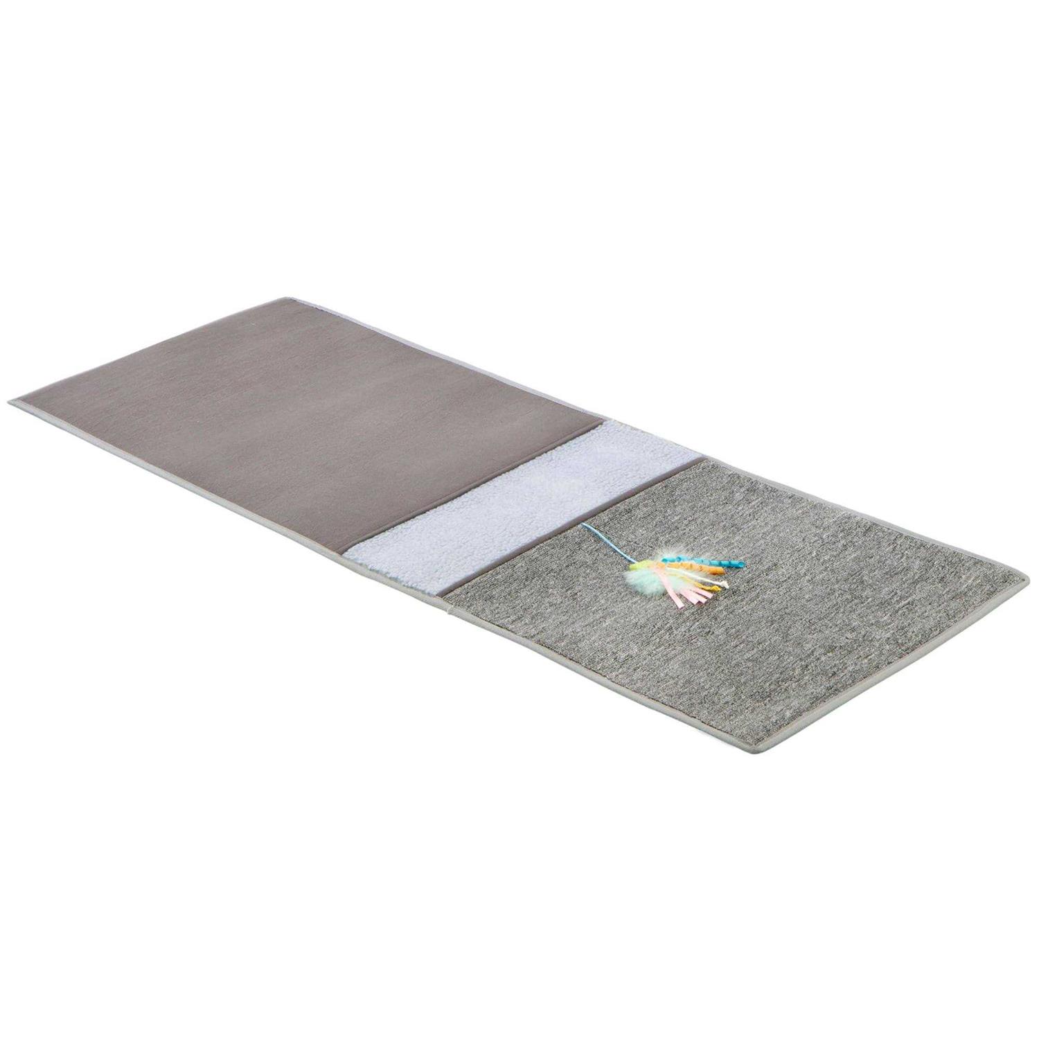 Petlinks Claw Cushion Furniture Protecting Carpet & Sherpa Cat Scratch Mat with Dangling Ribbon Toy - Nail Gallerys