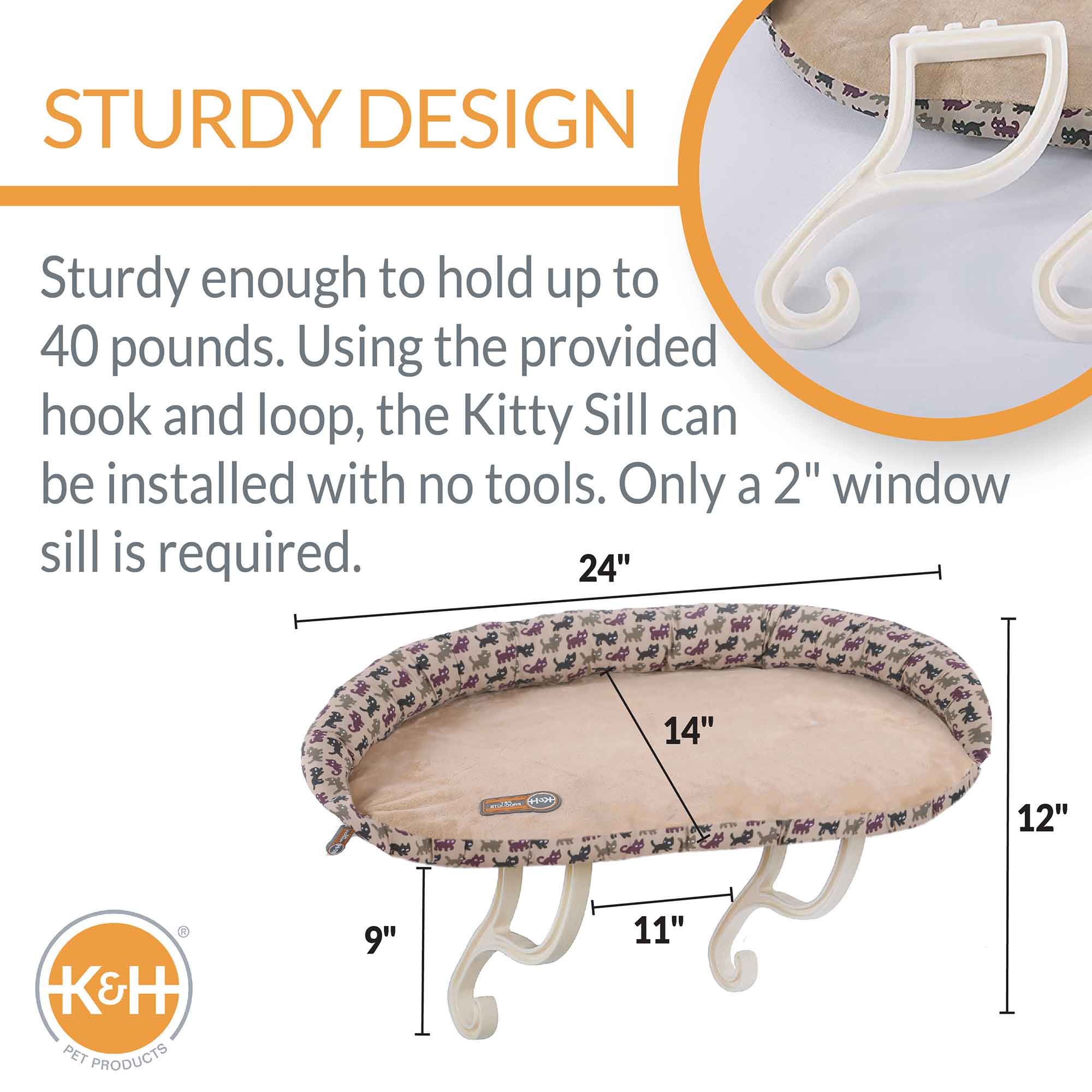 K&H Pet Products Deluxe Kitty Sill with Removable Bolster - Nail Gallerys