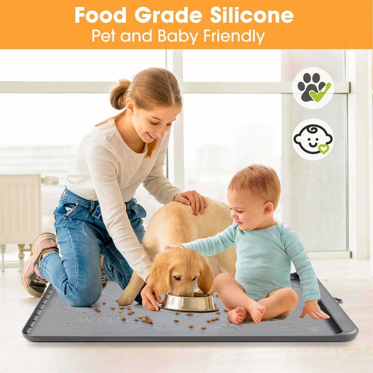 Dog Food Mat with Pocket, Baboies Silicone Dog Mat for Food and Water - Nail Gallerys