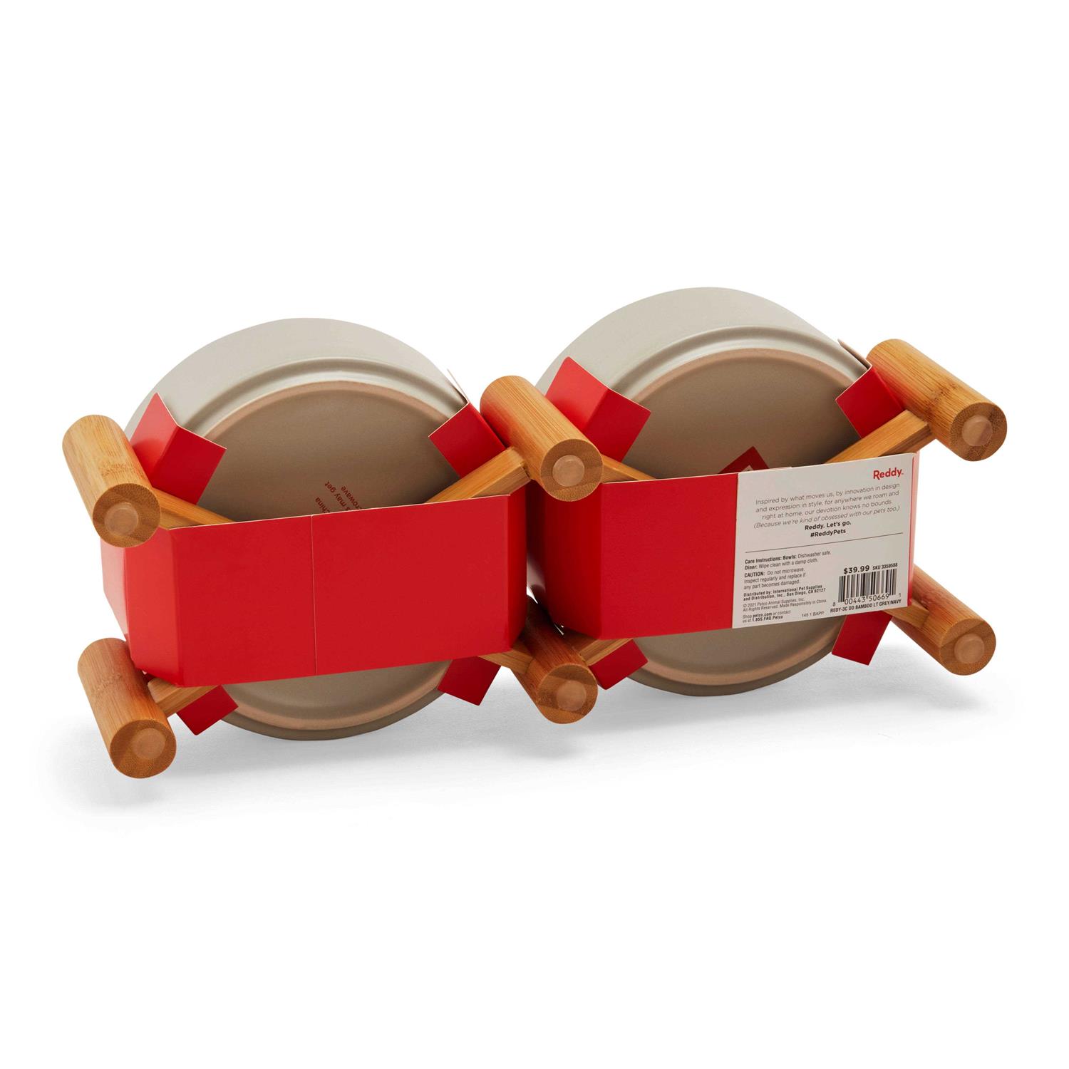 Reddy Ceramic & Bamboo Elevated Dog Double Diner - Nail Gallerys