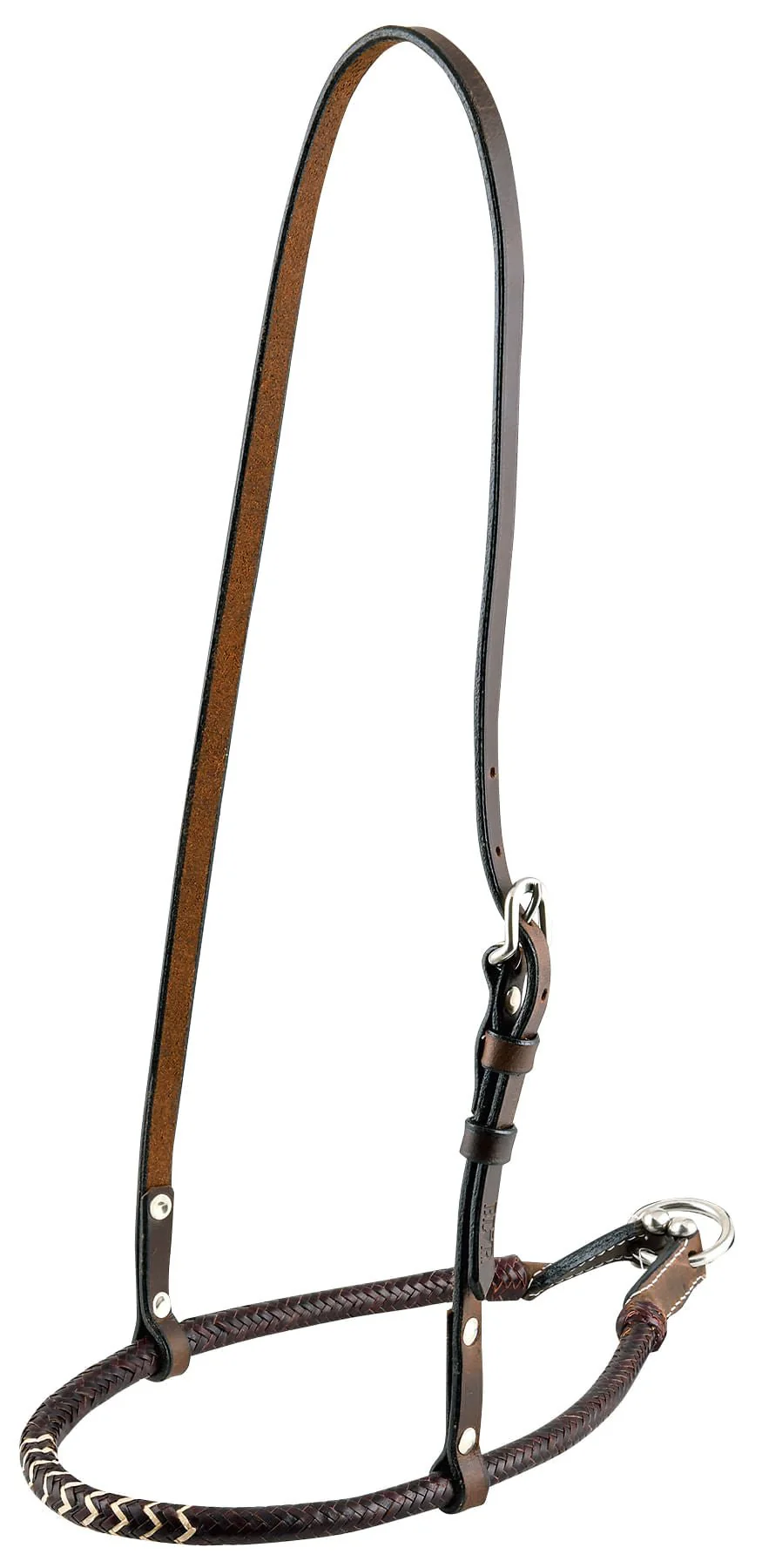 Buffalo Leather Rolled Rawhide Noseband for Horses w/ Stainless Steel Hardware - Nail Gallerys