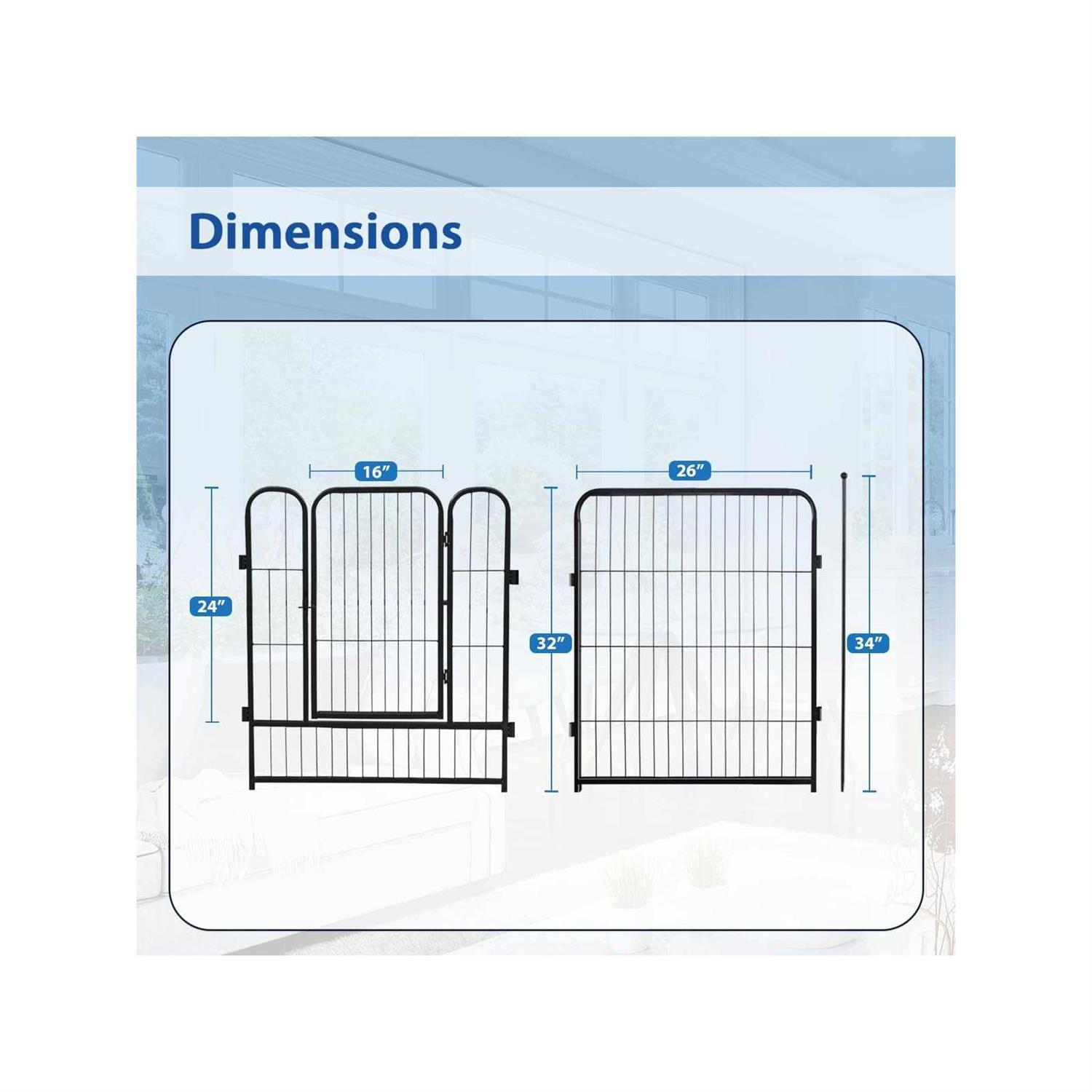32” H 8 Panel Metal Exercise Pen with Pet Door Lifetime Home - Nail Gallerys