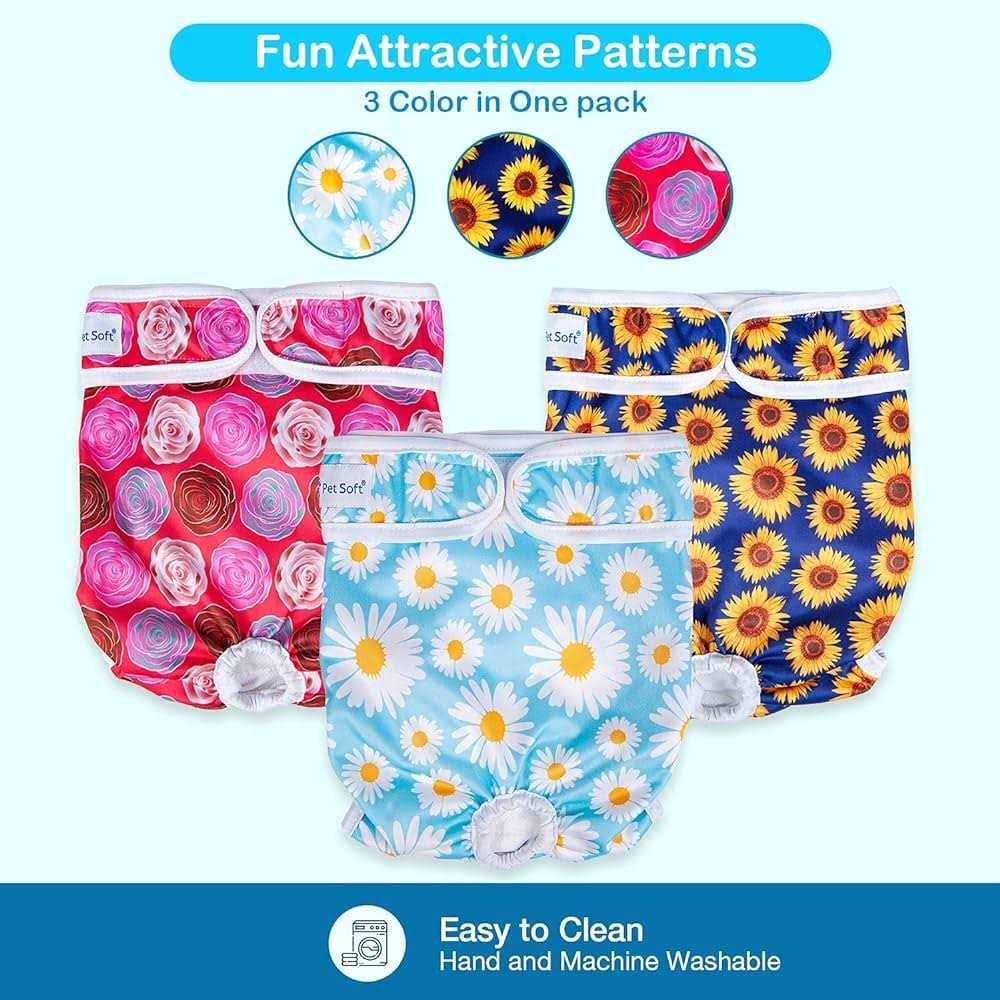 Pet Soft Washable Female Diapers Female Dog Diapers Comfort Reusable Doggy Diapers for Girl Dog in Period Heat - Nail Gallerys