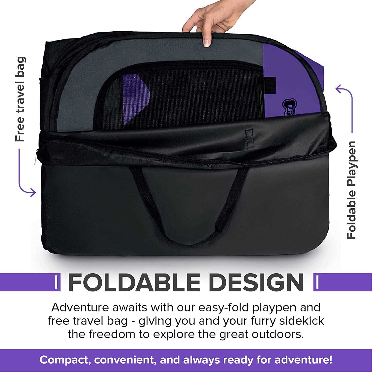 Ruff ‘n Ruffus Porle Foldable Pet Playpen + Free Carrying Case + Free Travel Bowl - Nail Gallerys