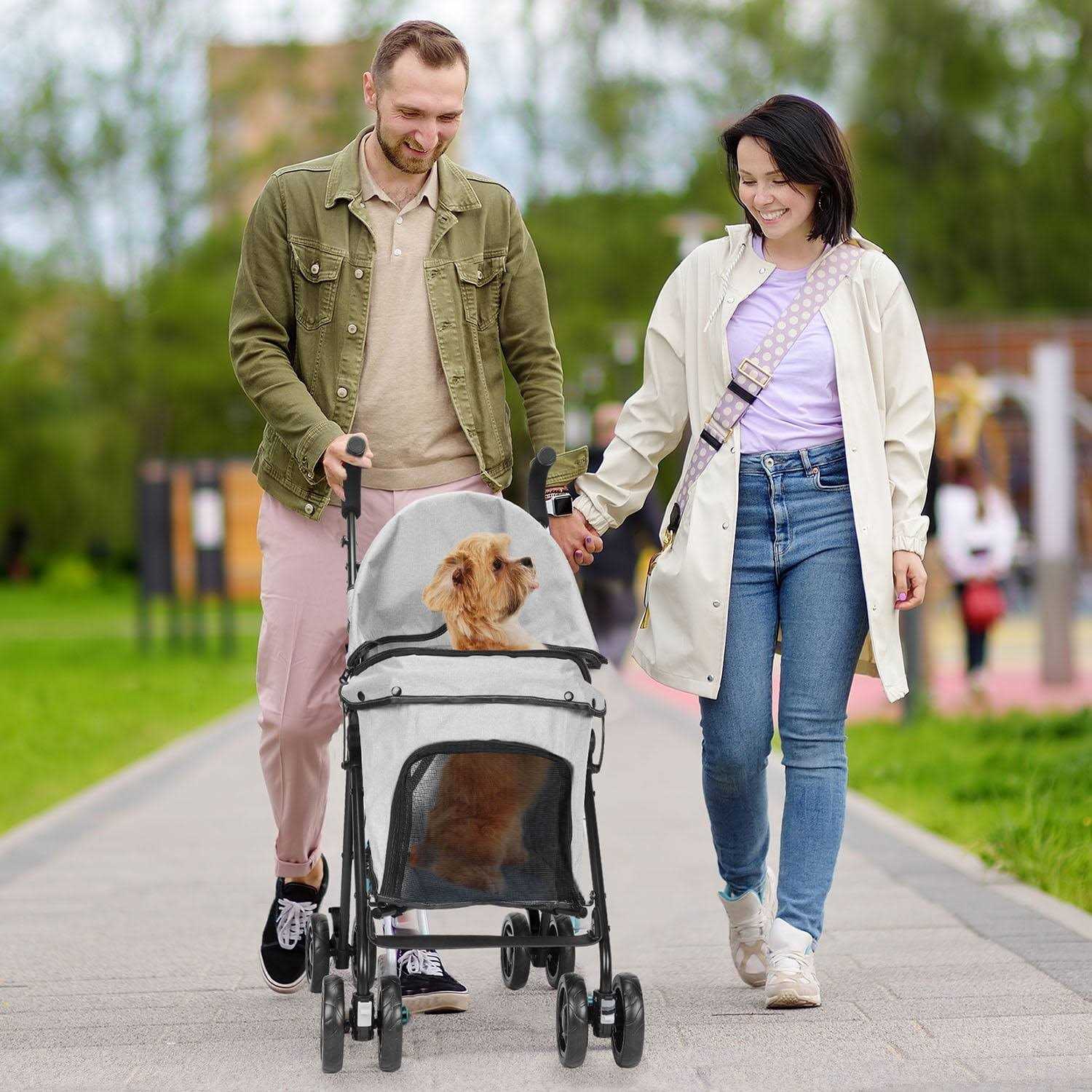 Pet Dog Stroller, Wedyvko 4 Wheels Foldable Dogs and Cat Strollers with Cup Holder for Small and Medium Cats - Nail Gallerys