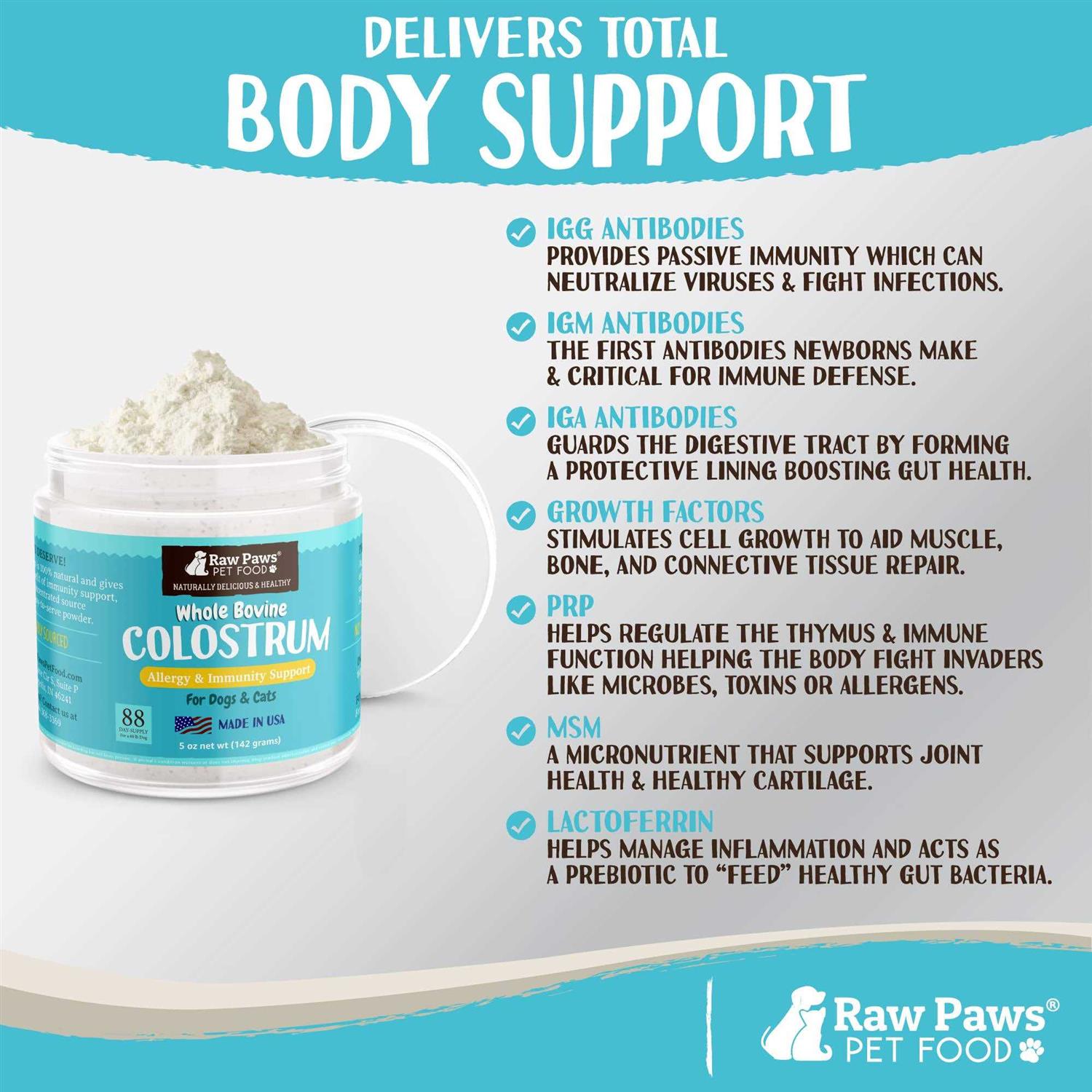Raw Paws Pet Bovine Colostrum for Dogs Allergies & Immune Support 5-oz - Nail Gallerys