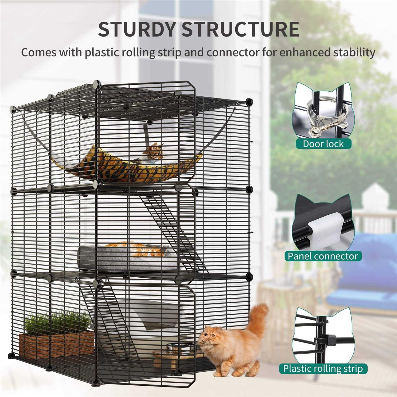 YITAHOME Cat Cage Indoor Cat Enclosures DIY Cat Playpen Metal Kennel with Extra Large Hammock for 1-2 Cats - Nail Gallerys