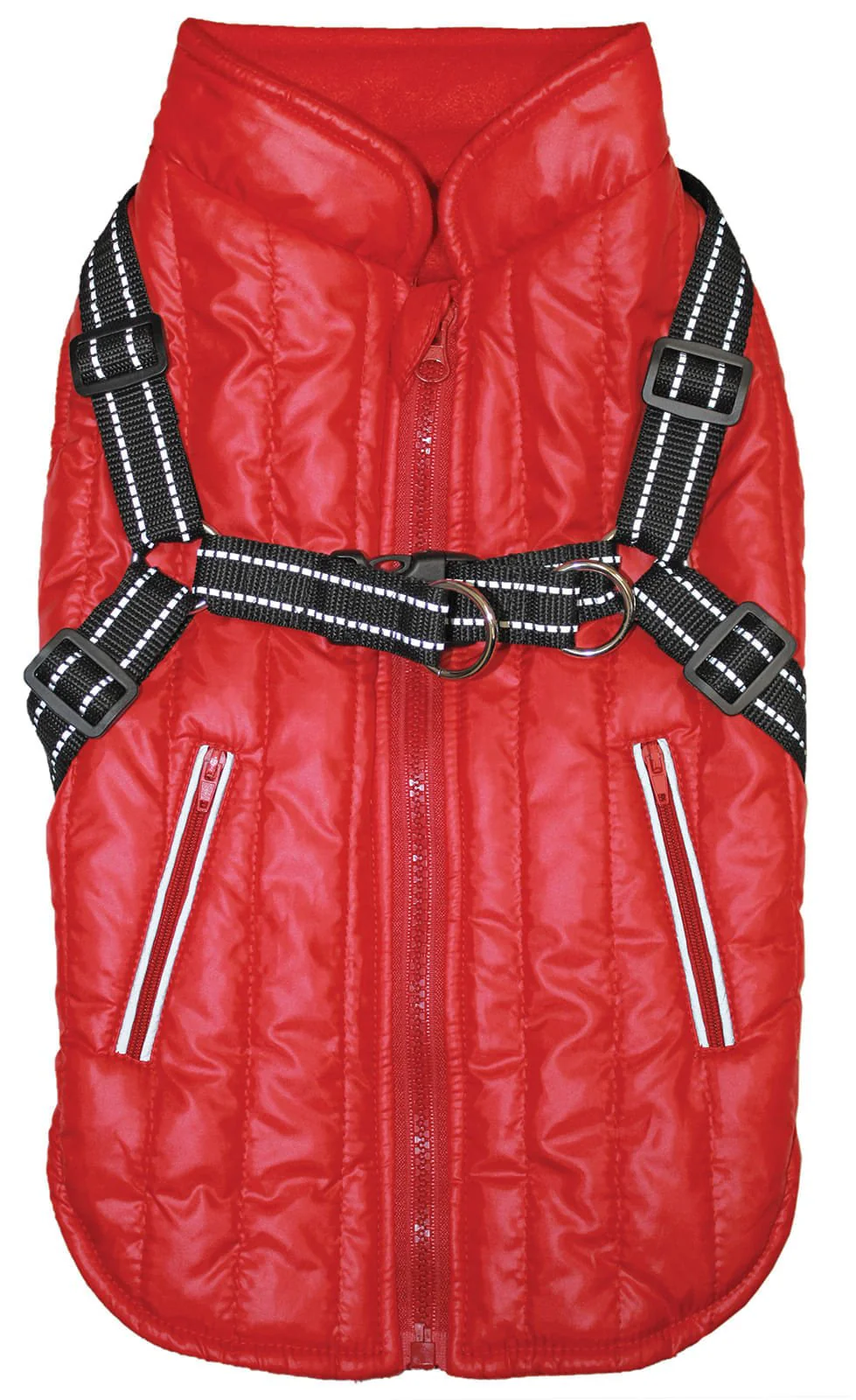 Fleece-Lined Puffy Parka Dog Jacket with Built-In Harness - Nail Gallerys