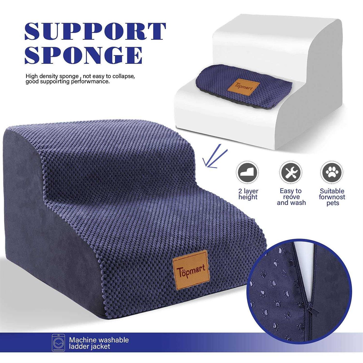 Topmart High Density Foam Dog Ramp&Steps 2 Tiers High,Non-Slip Dog Stairs,Soft Foam Dog Ladder Best for Dogs - Nail Gallerys