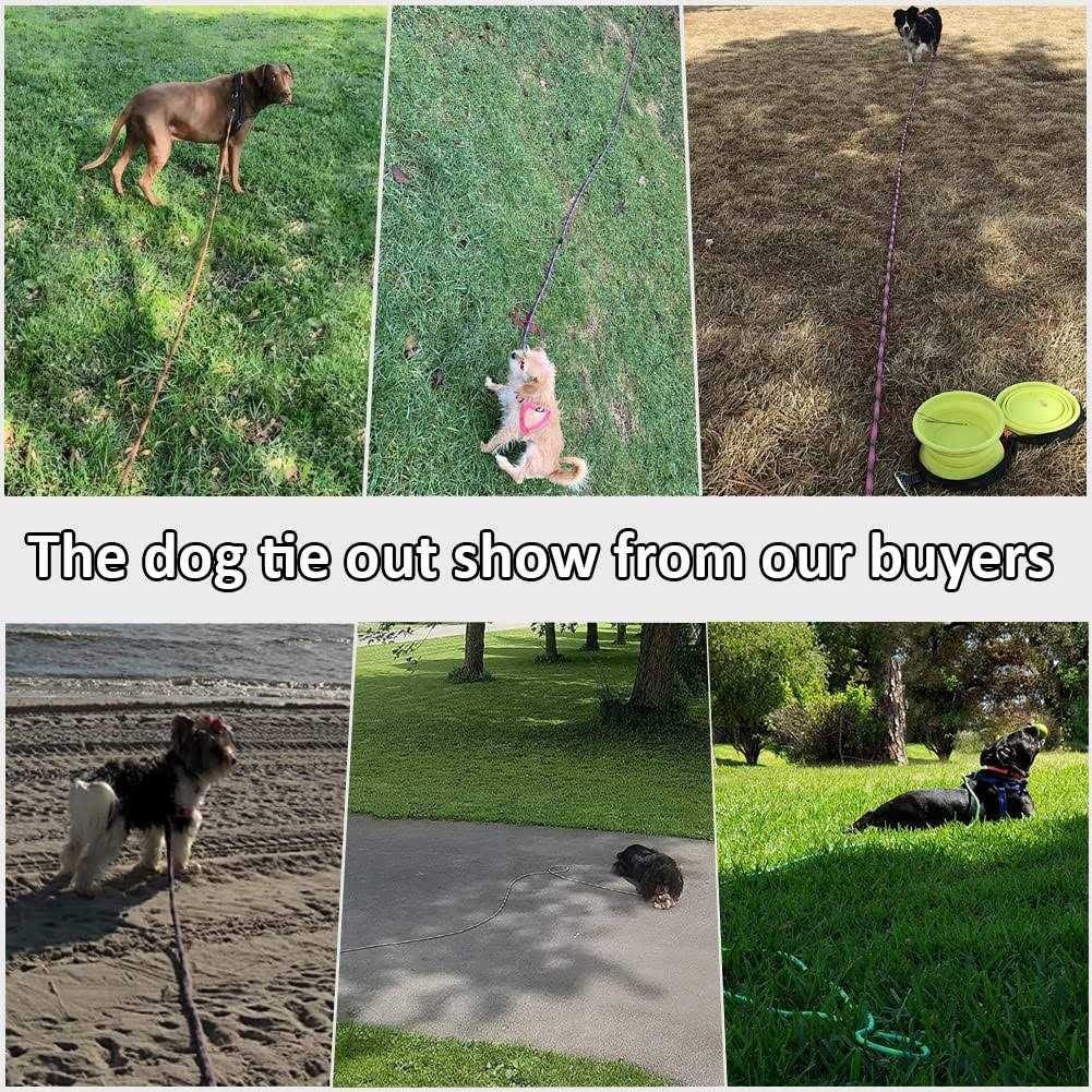 BTINESFUL 8ft/12ft/20ft/30ft/50ft Dog Tie-Out Long Rope Dog Leash - Nail Gallerys